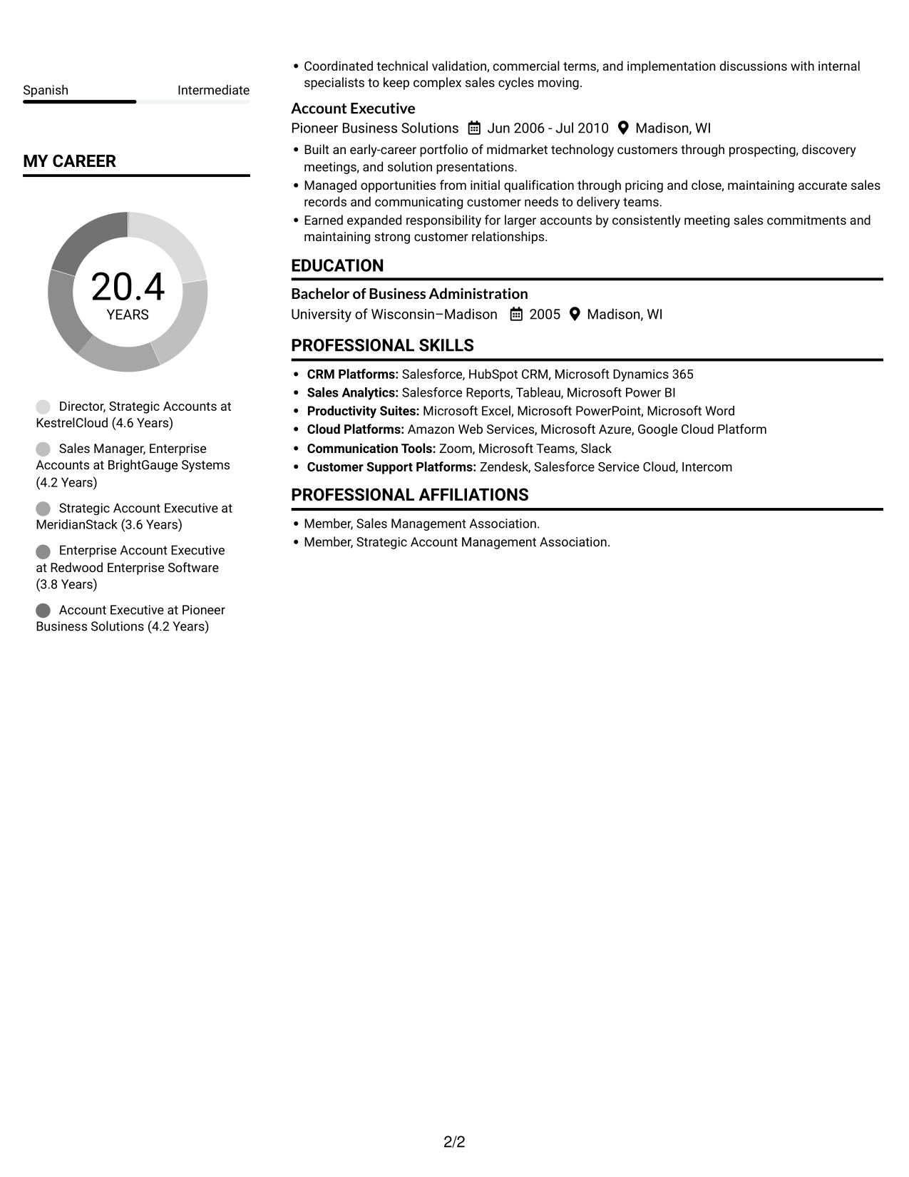 Resume example — page 2