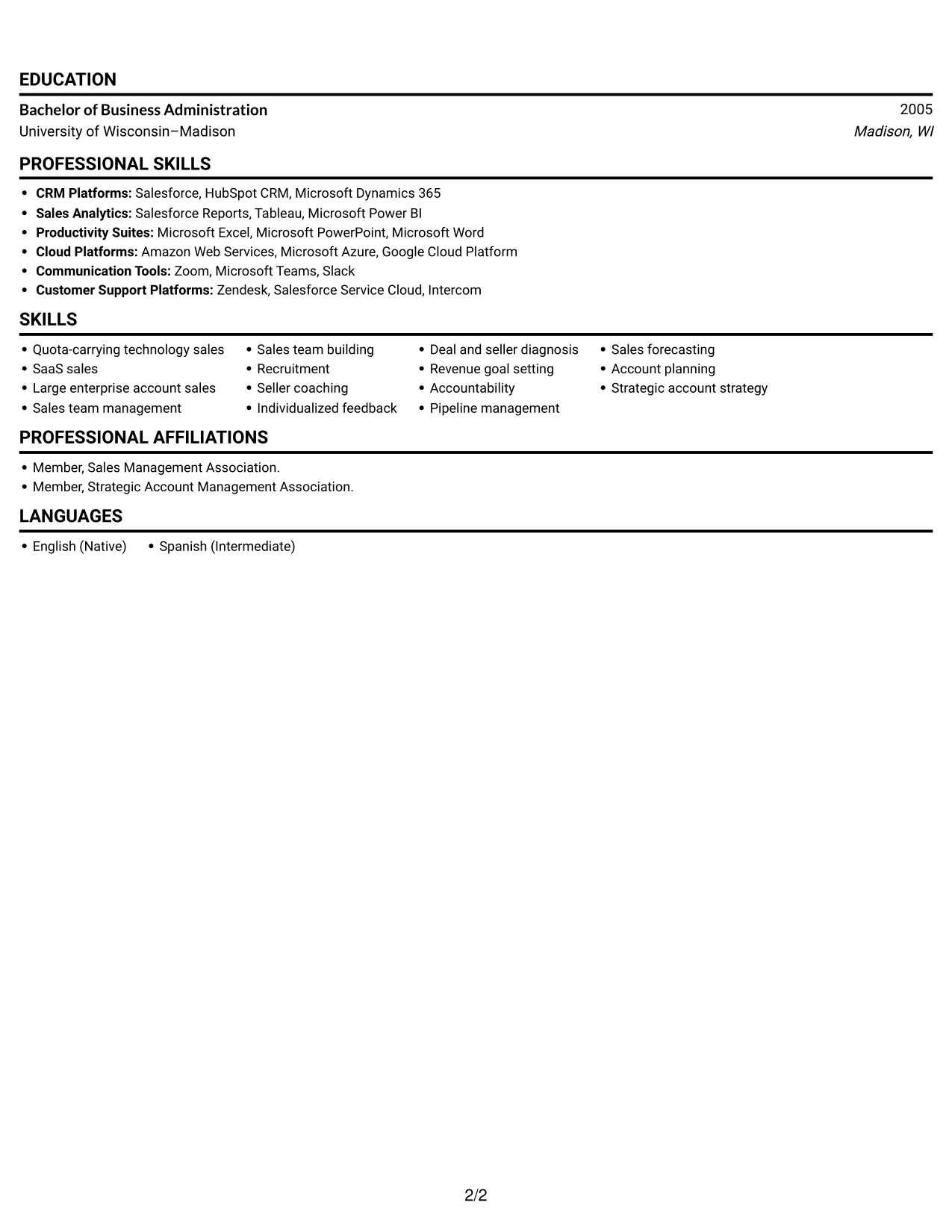 Resume example — page 2