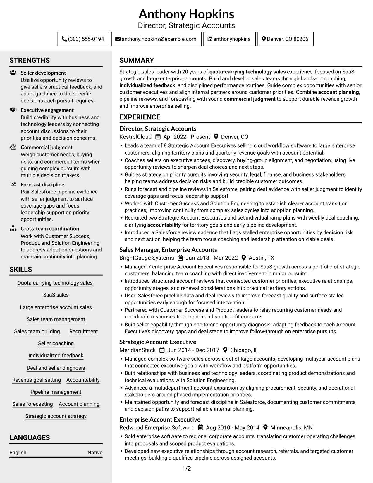 Resume example — page 1