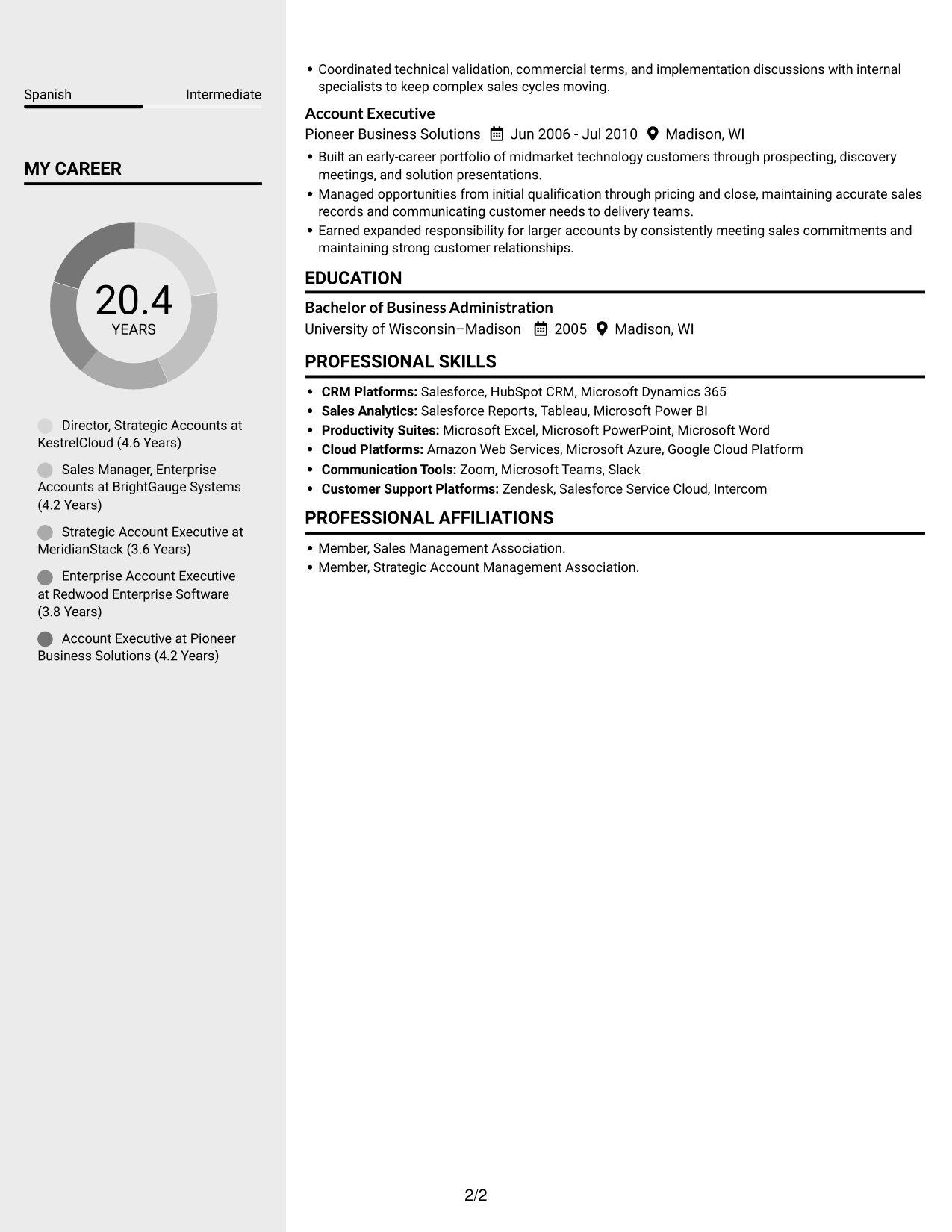 Resume example — page 2
