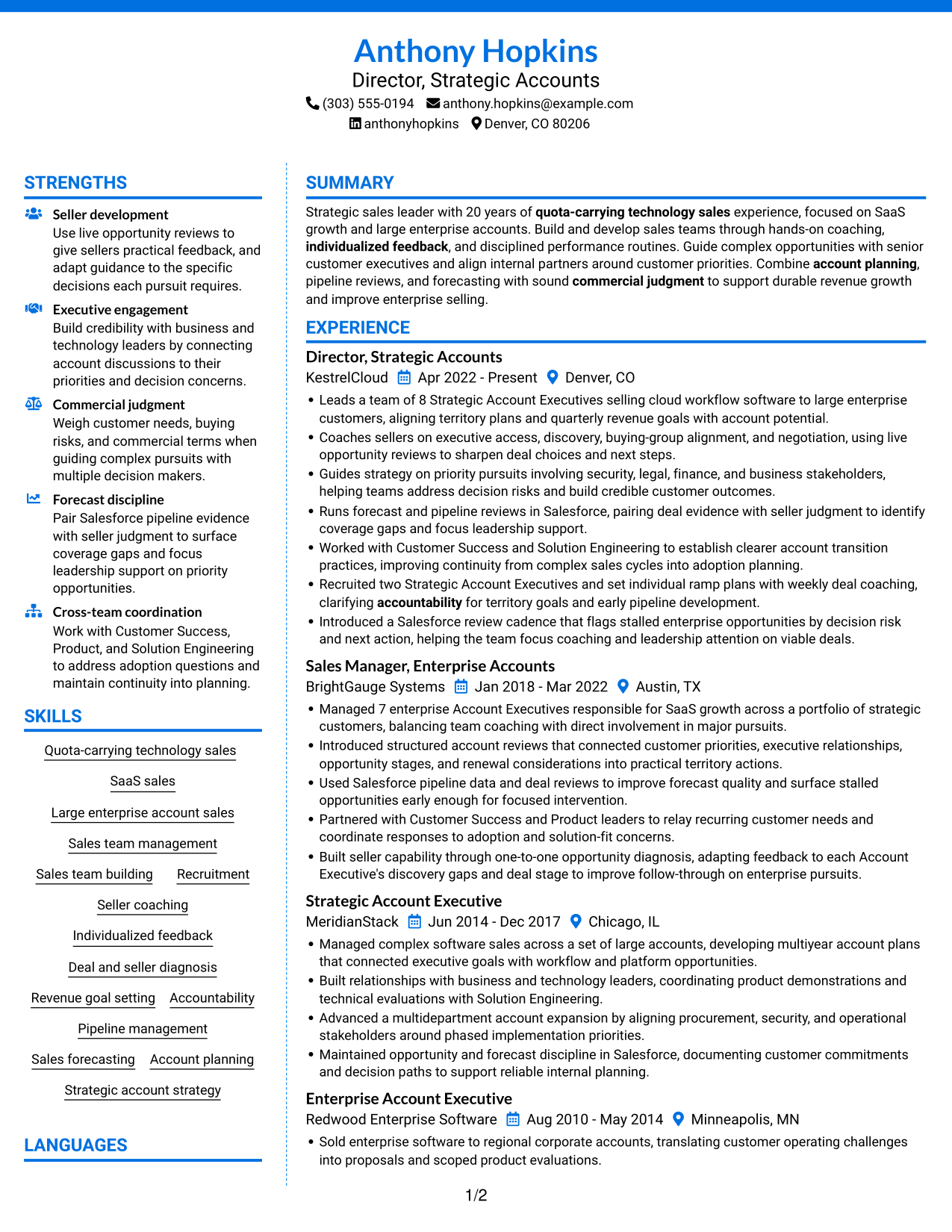 Resume example — page 1
