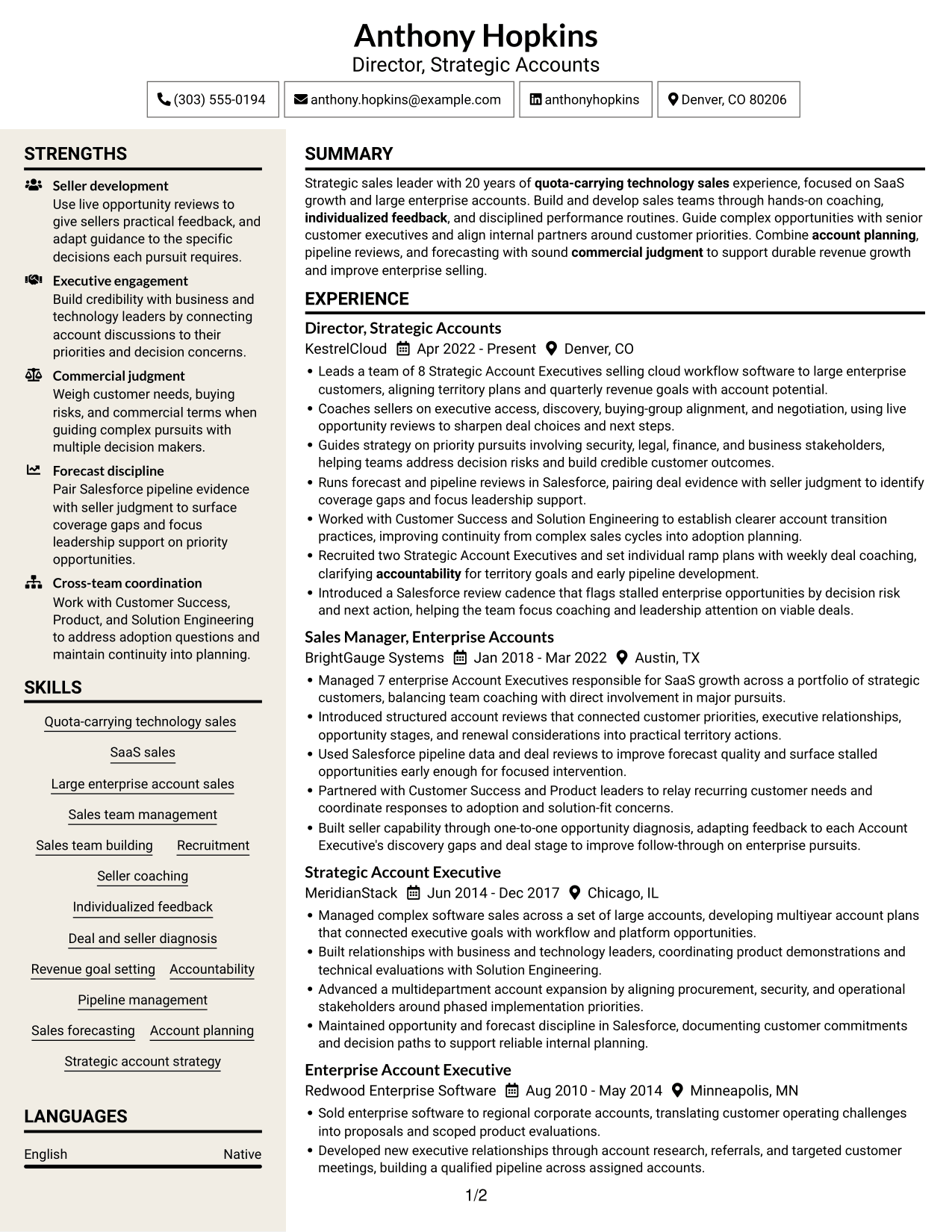 Resume example — page 1