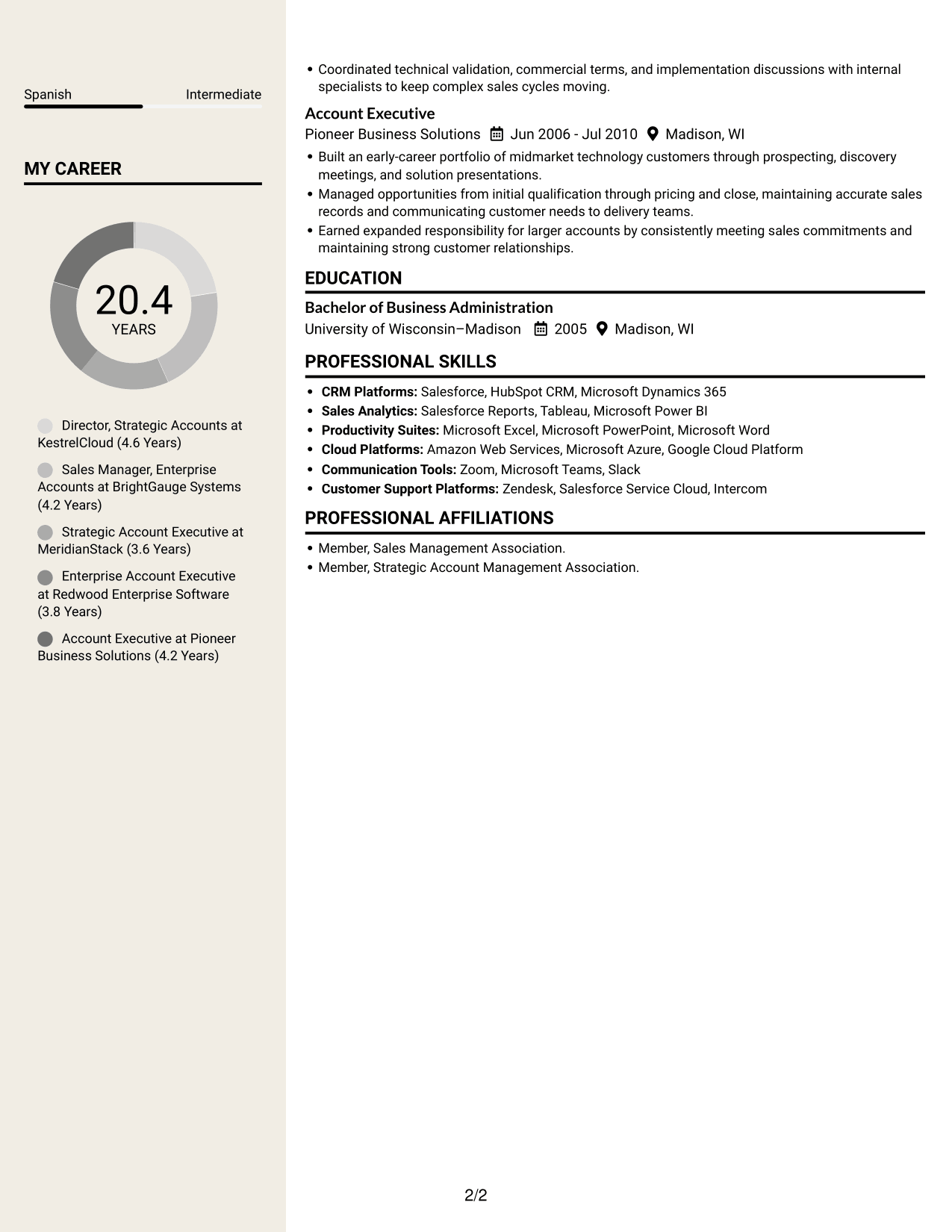 Resume example — page 2