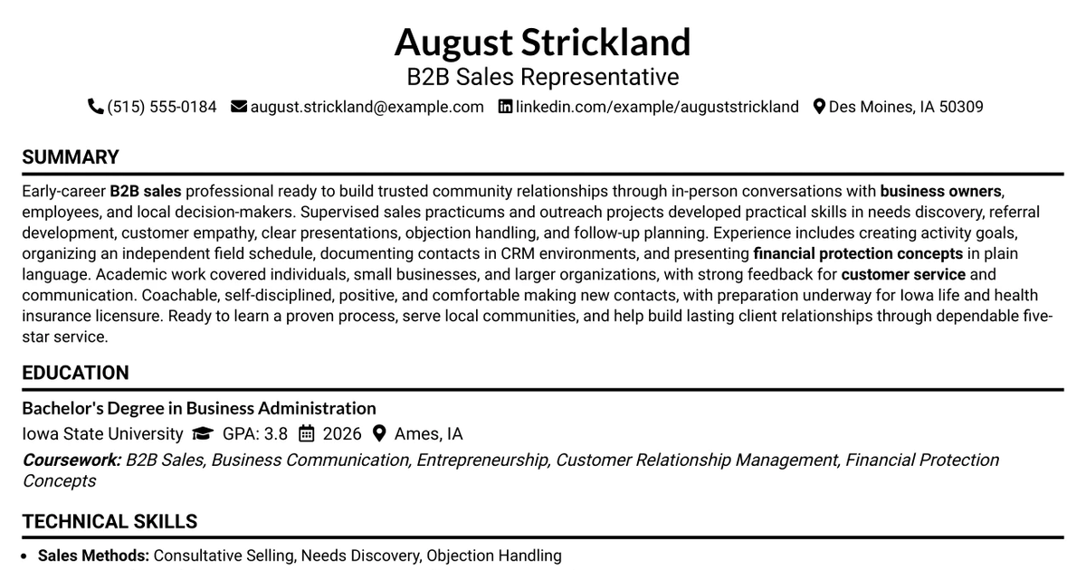 33 Sales Professional - B2B Resume Templates with Example 2026 (ATS-Optimized)