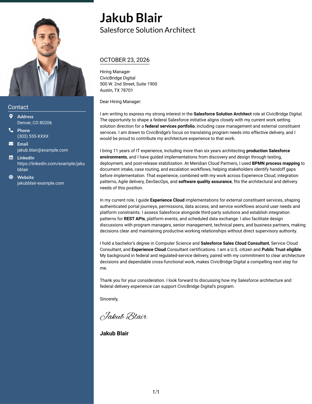 Cover letter example — page 1