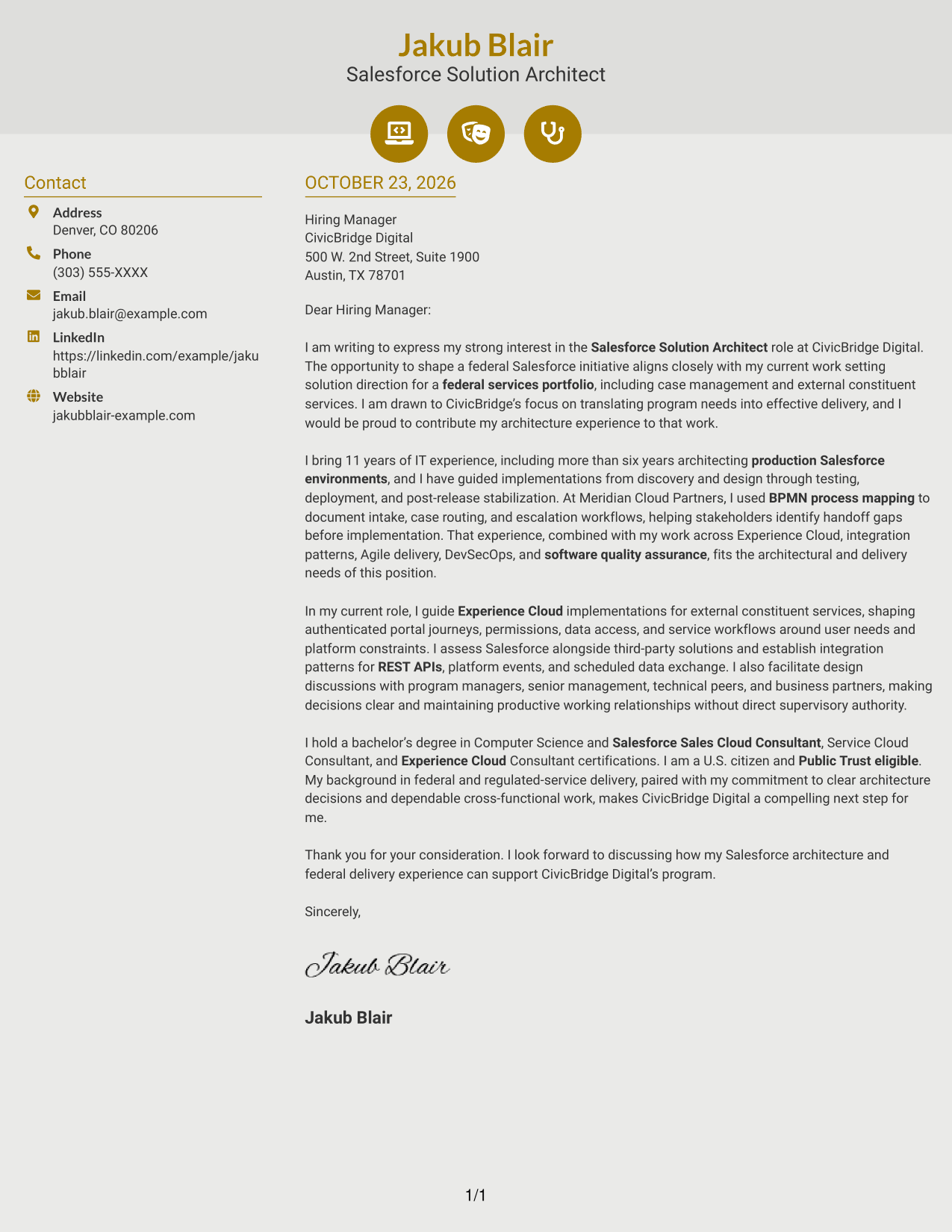 Cover letter example — page 1