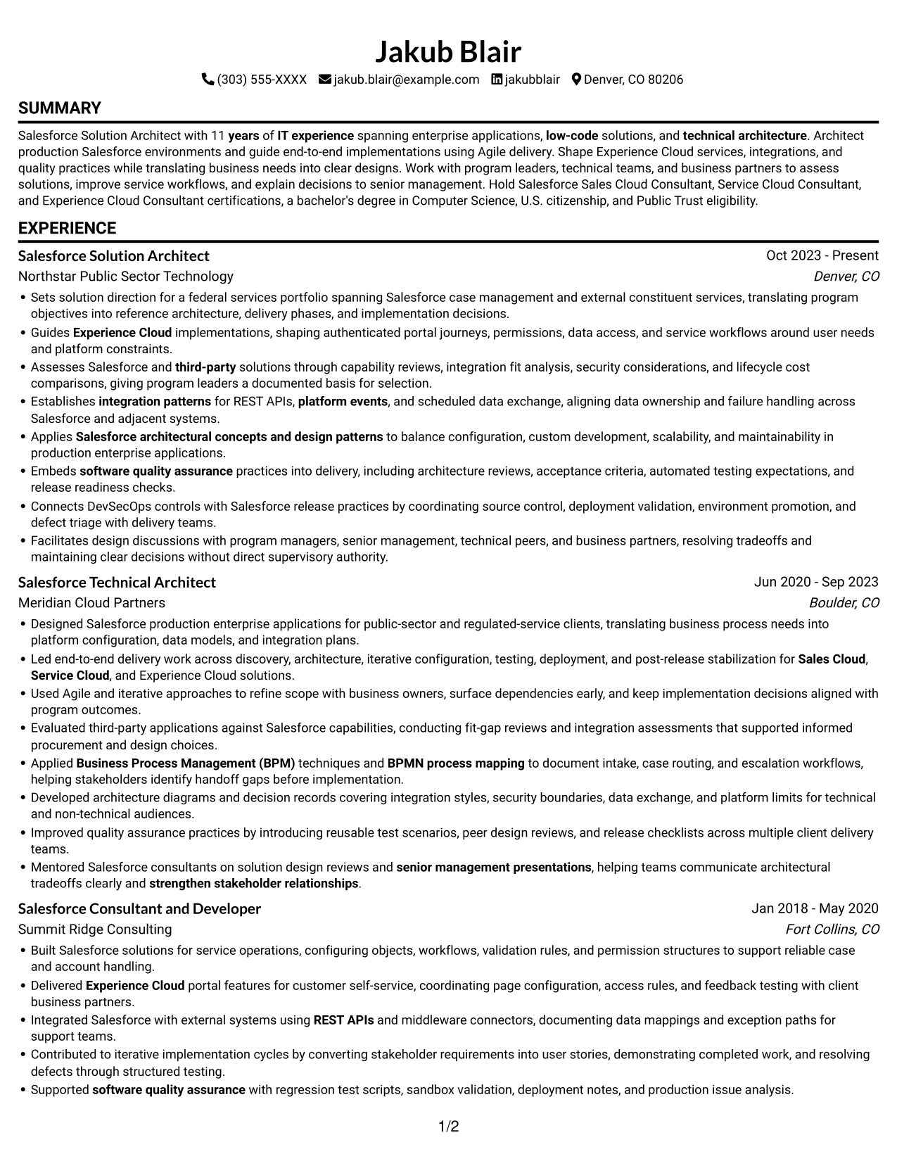 Resume example — page 1