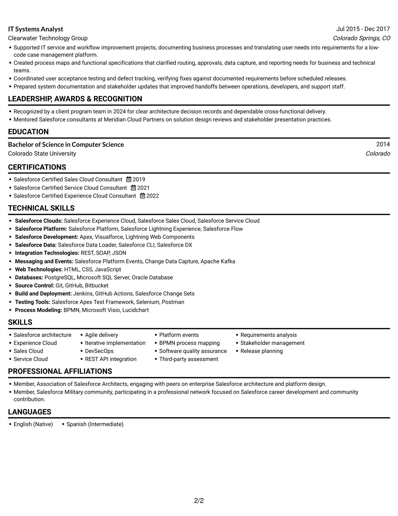Resume example — page 2