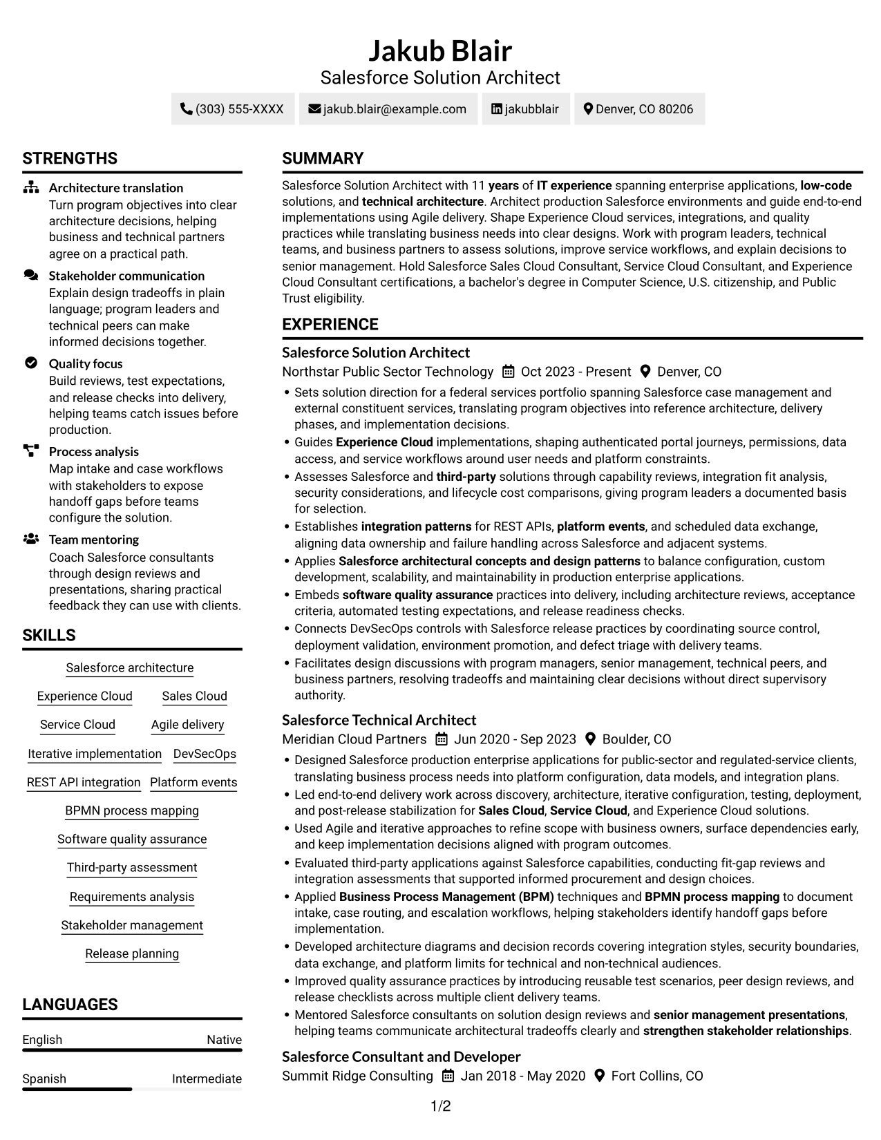 Resume example — page 1