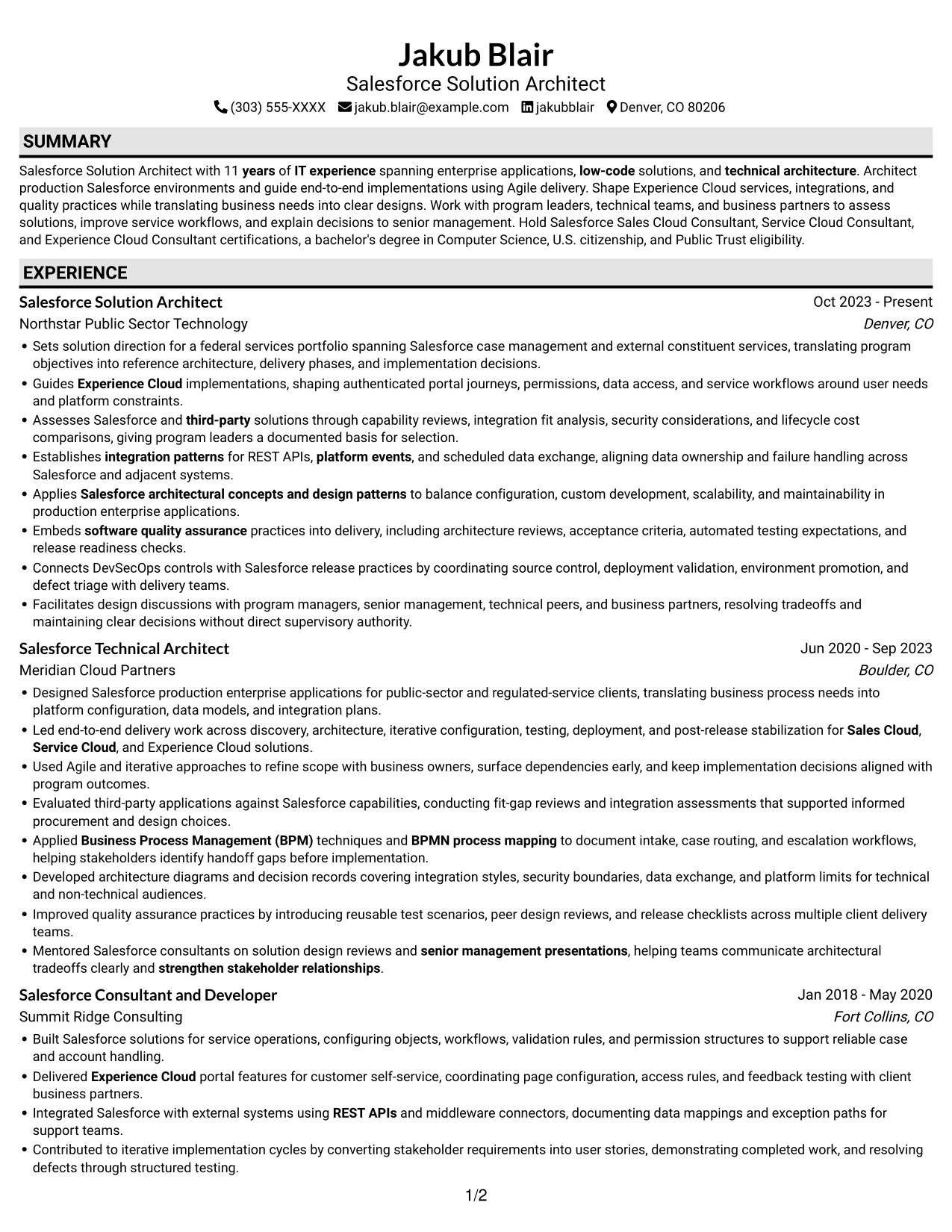 Resume example — page 1