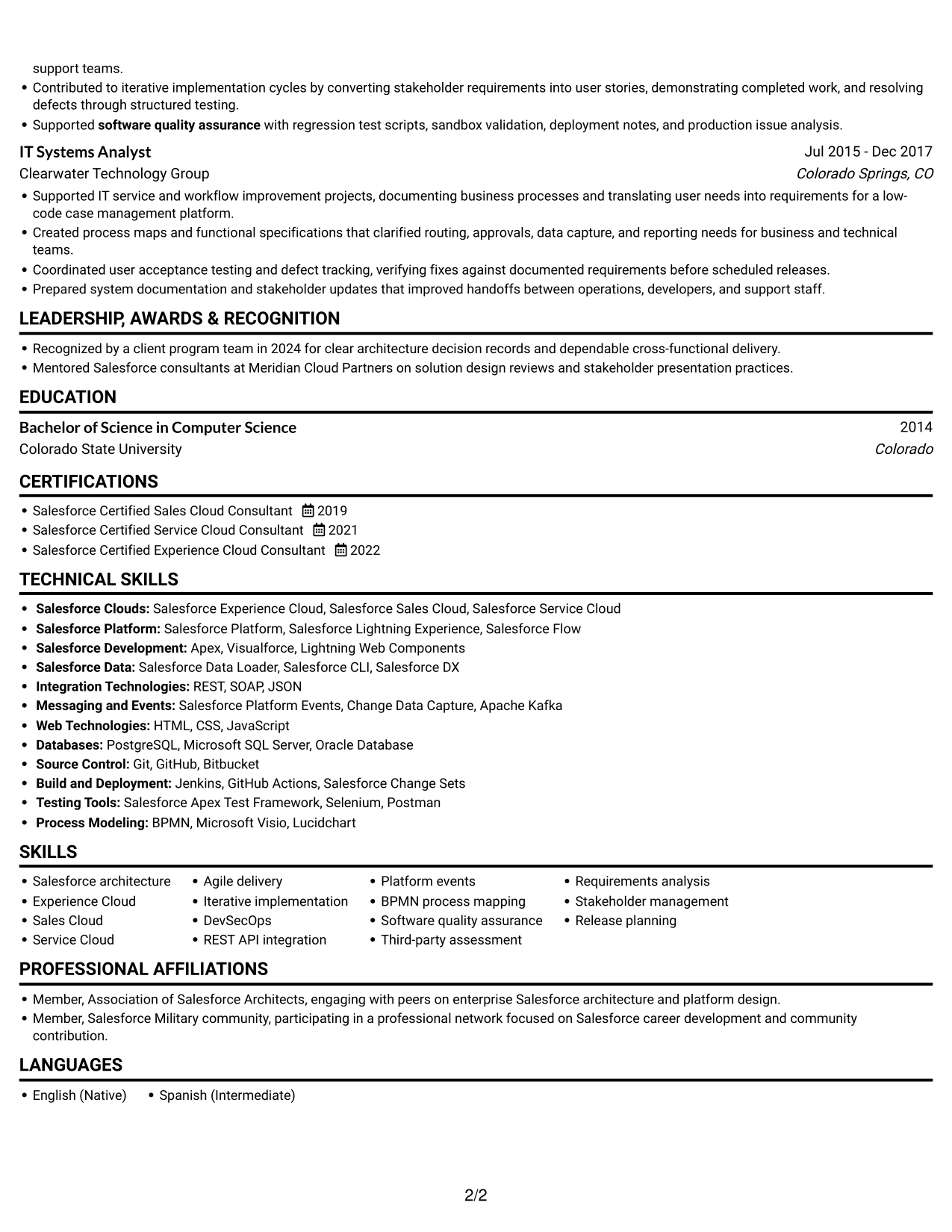 Resume example — page 2