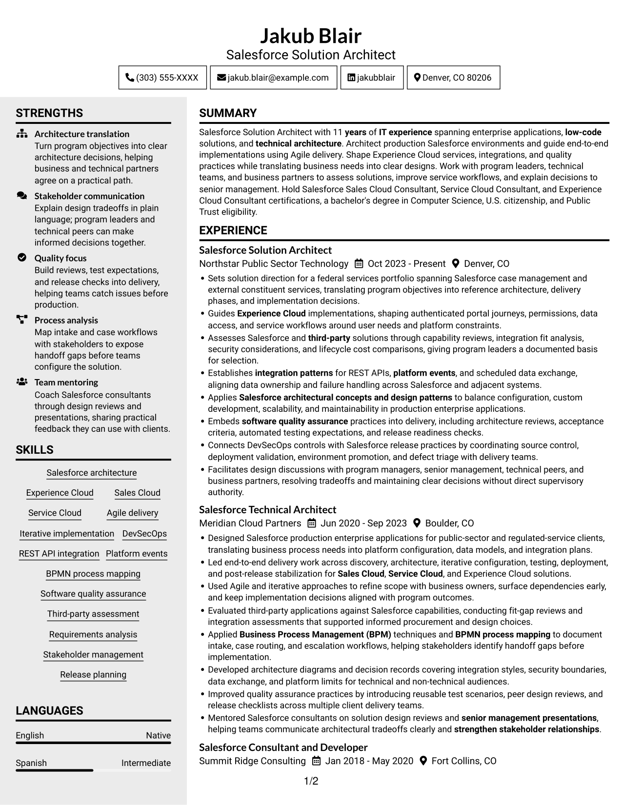 Resume example — page 1