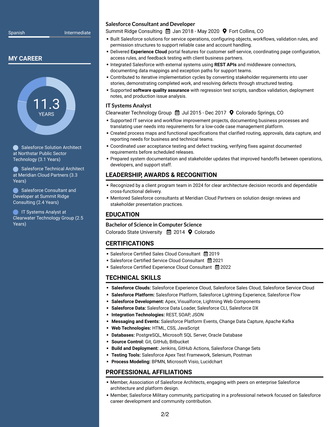 Resume example — page 2