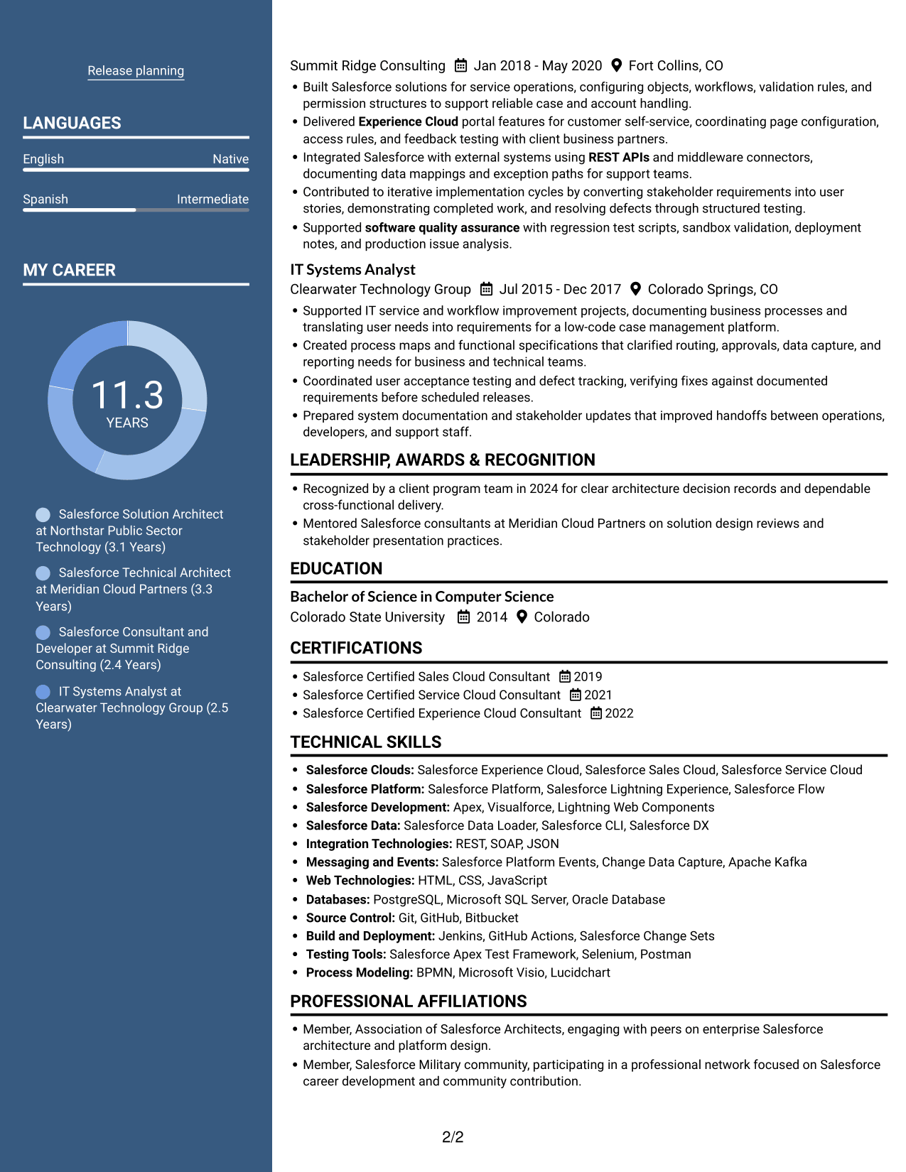 Resume example — page 2