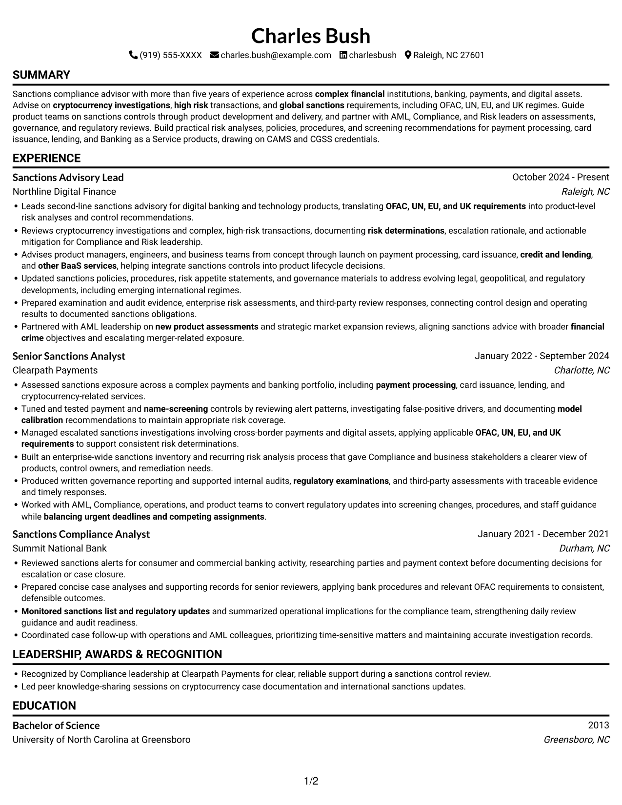 Resume example — page 1