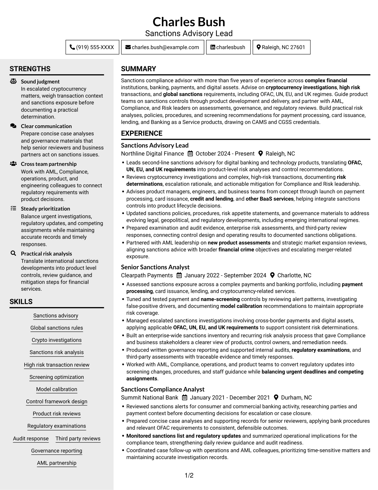 Resume example — page 1