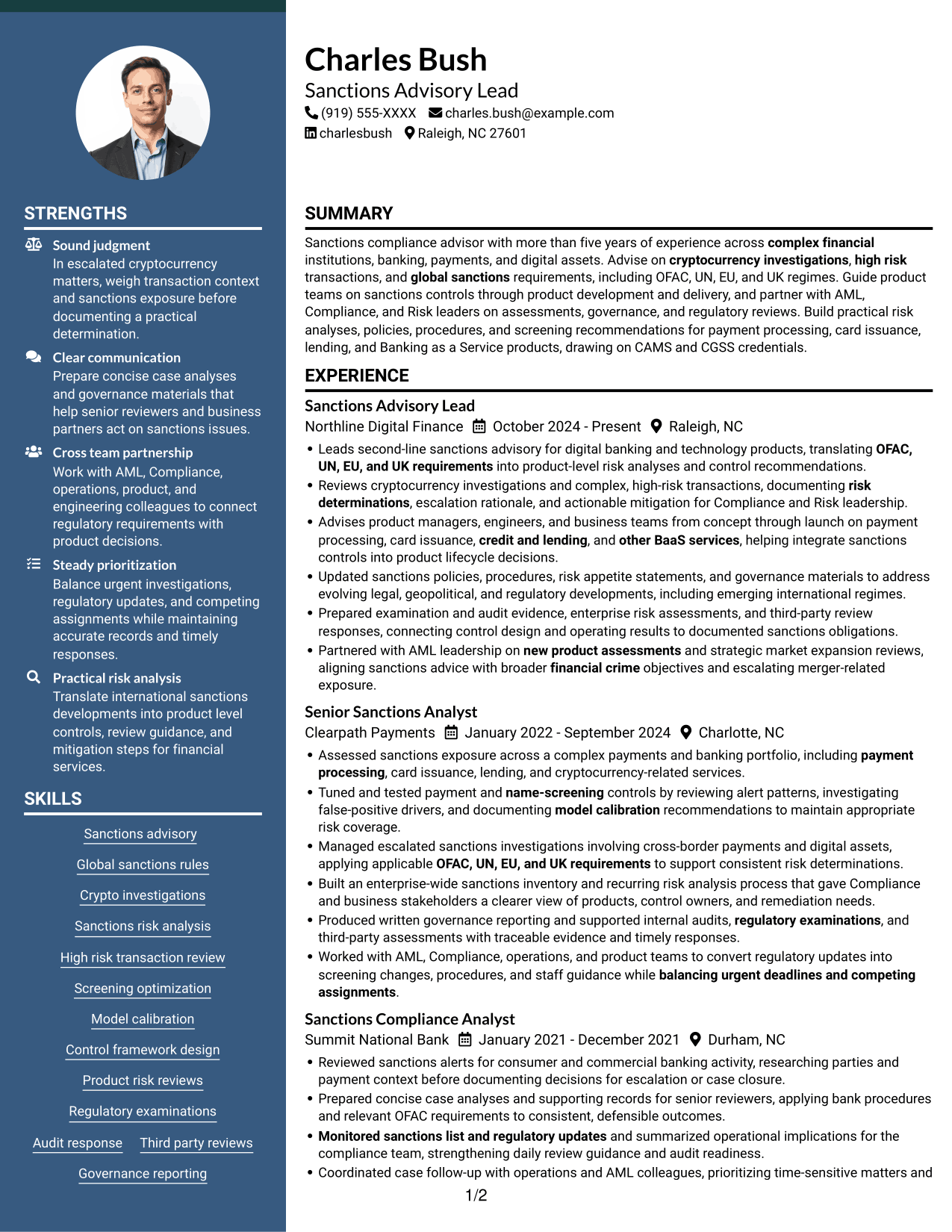 Resume example — page 1