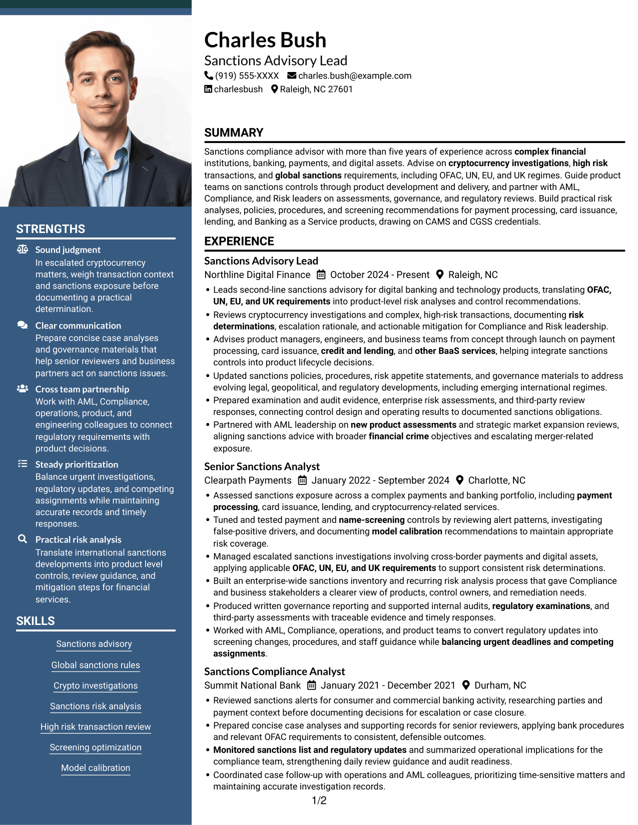 Resume example — page 1