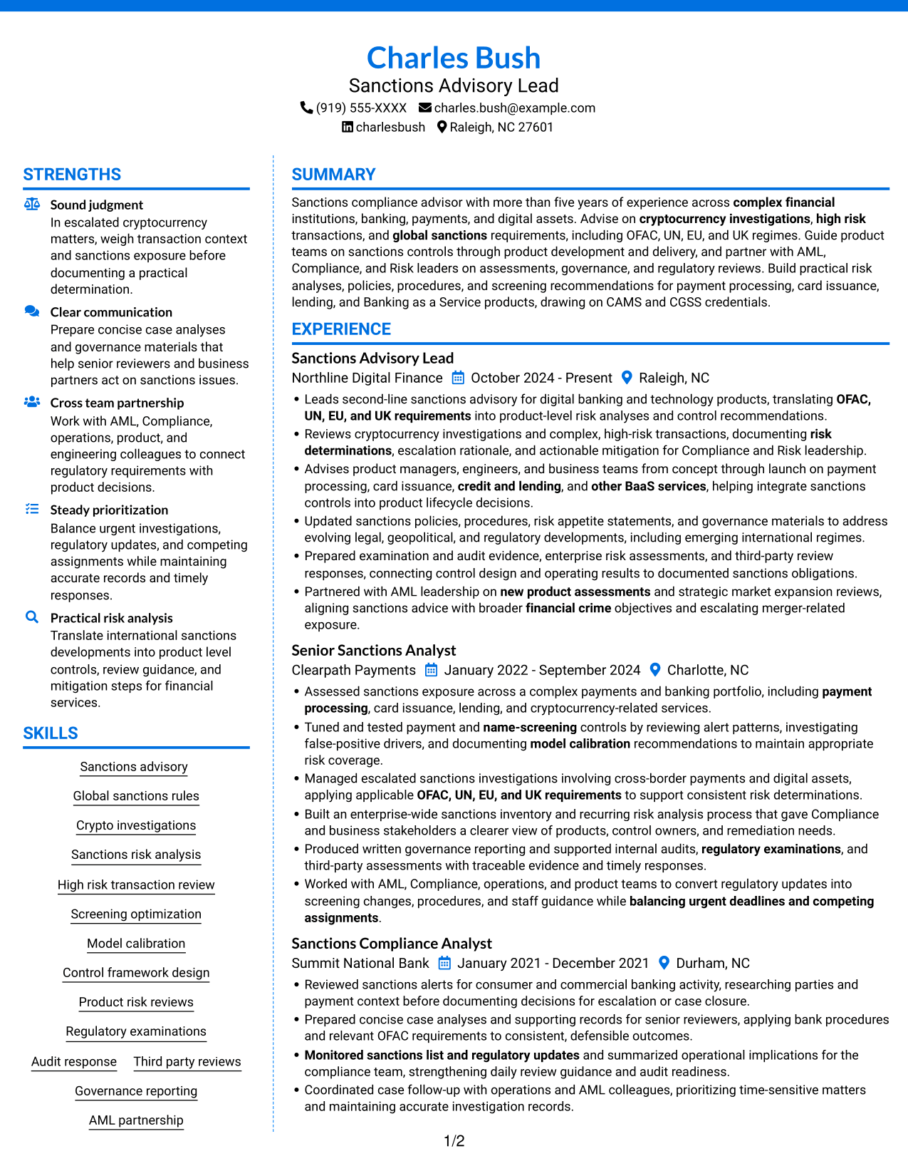 Resume example — page 1
