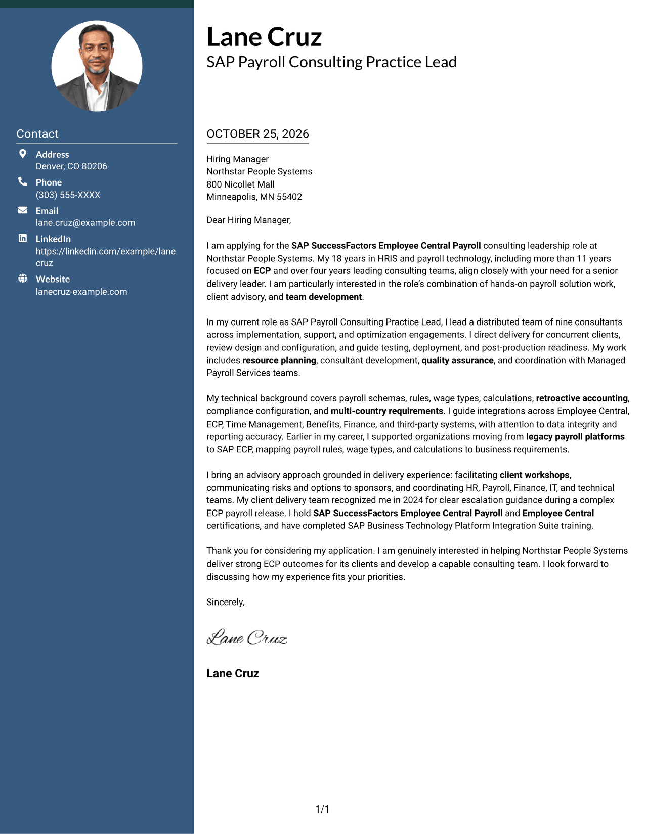 Cover letter example — page 1