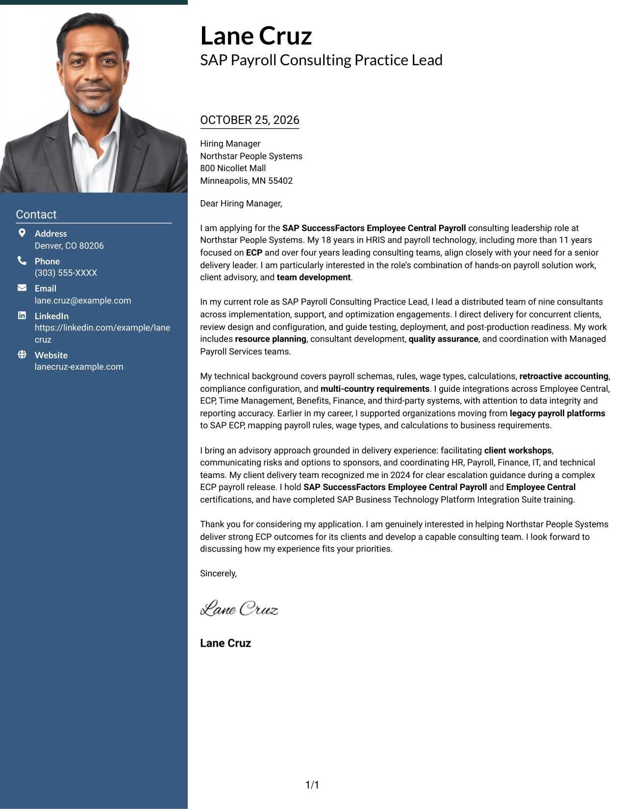 Cover letter example — page 1