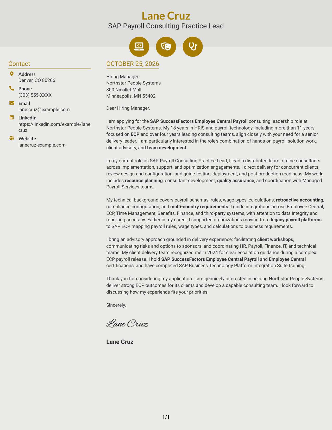 Cover letter example — page 1