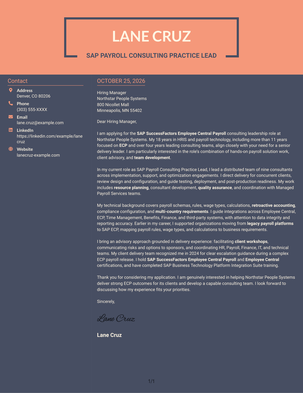 Cover letter example — page 1