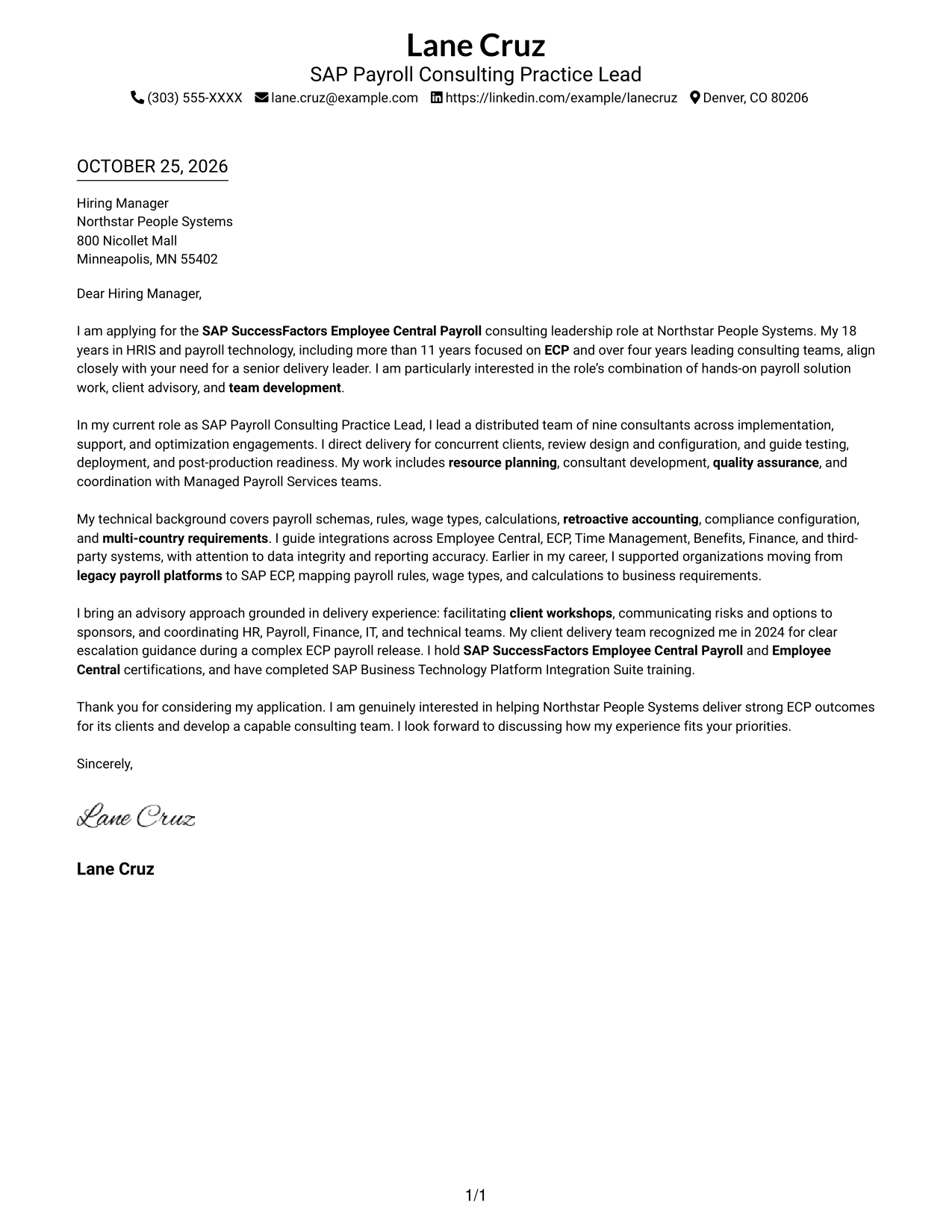 Cover letter example — page 1