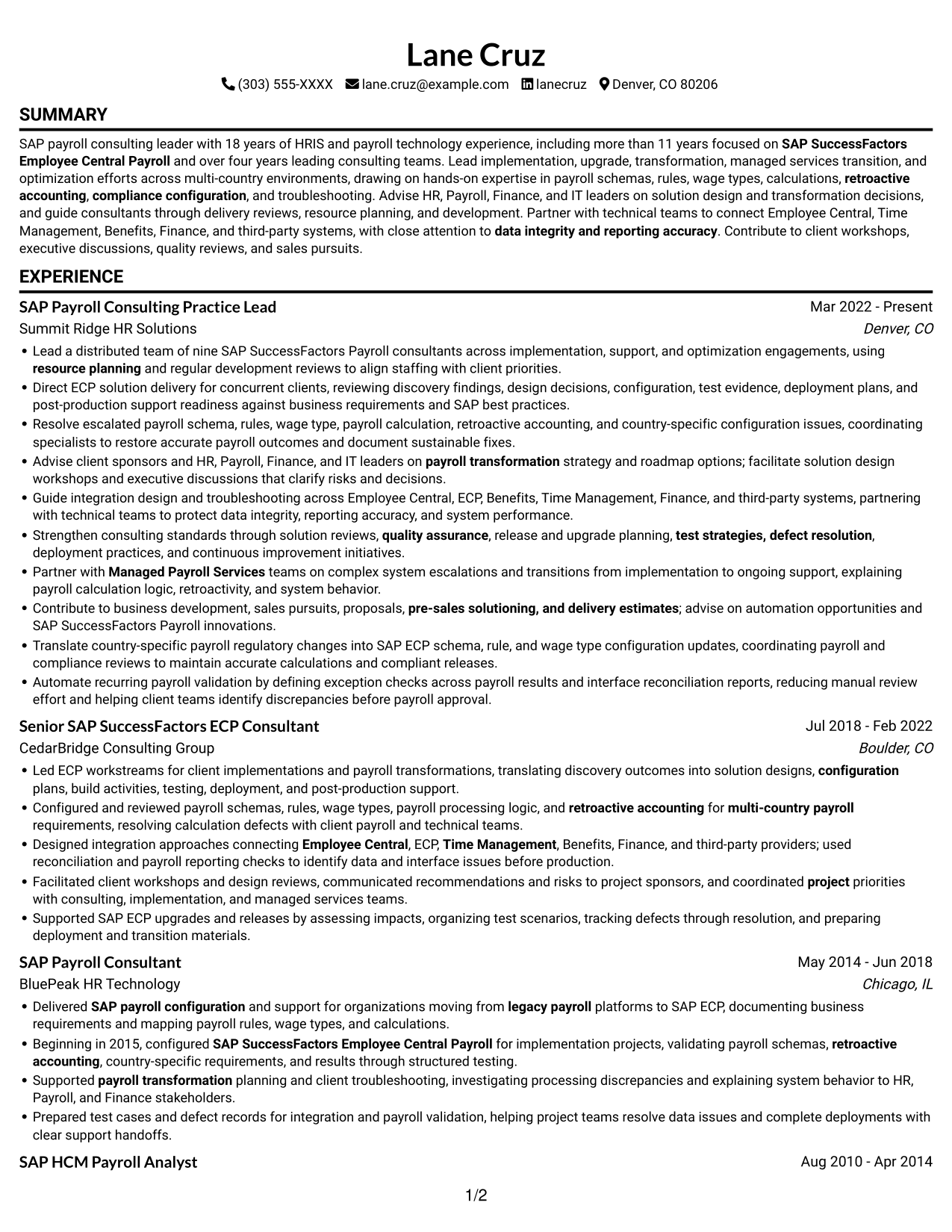 Resume example — page 1