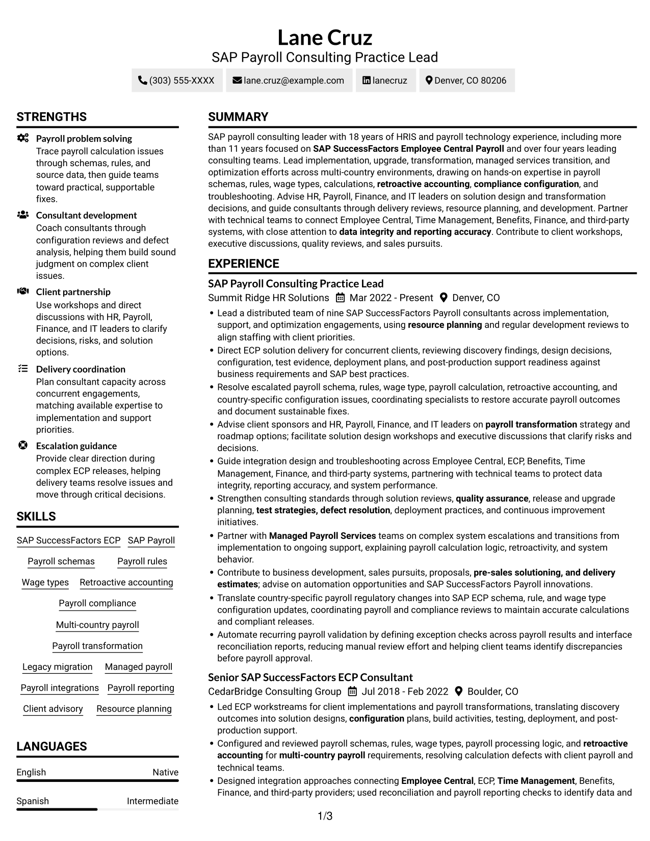 Resume example — page 1