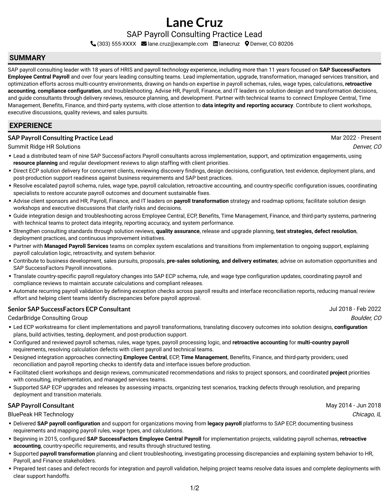 Resume example — page 1