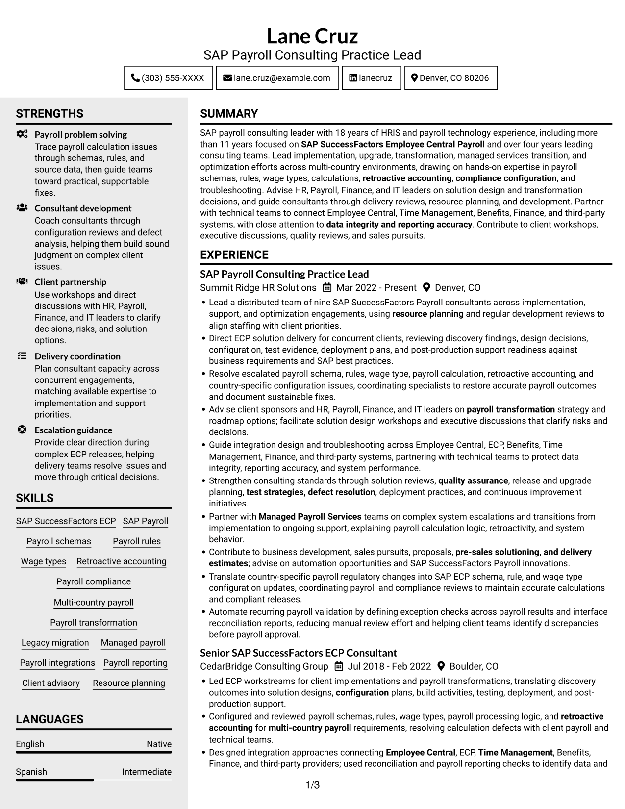 Resume example — page 1