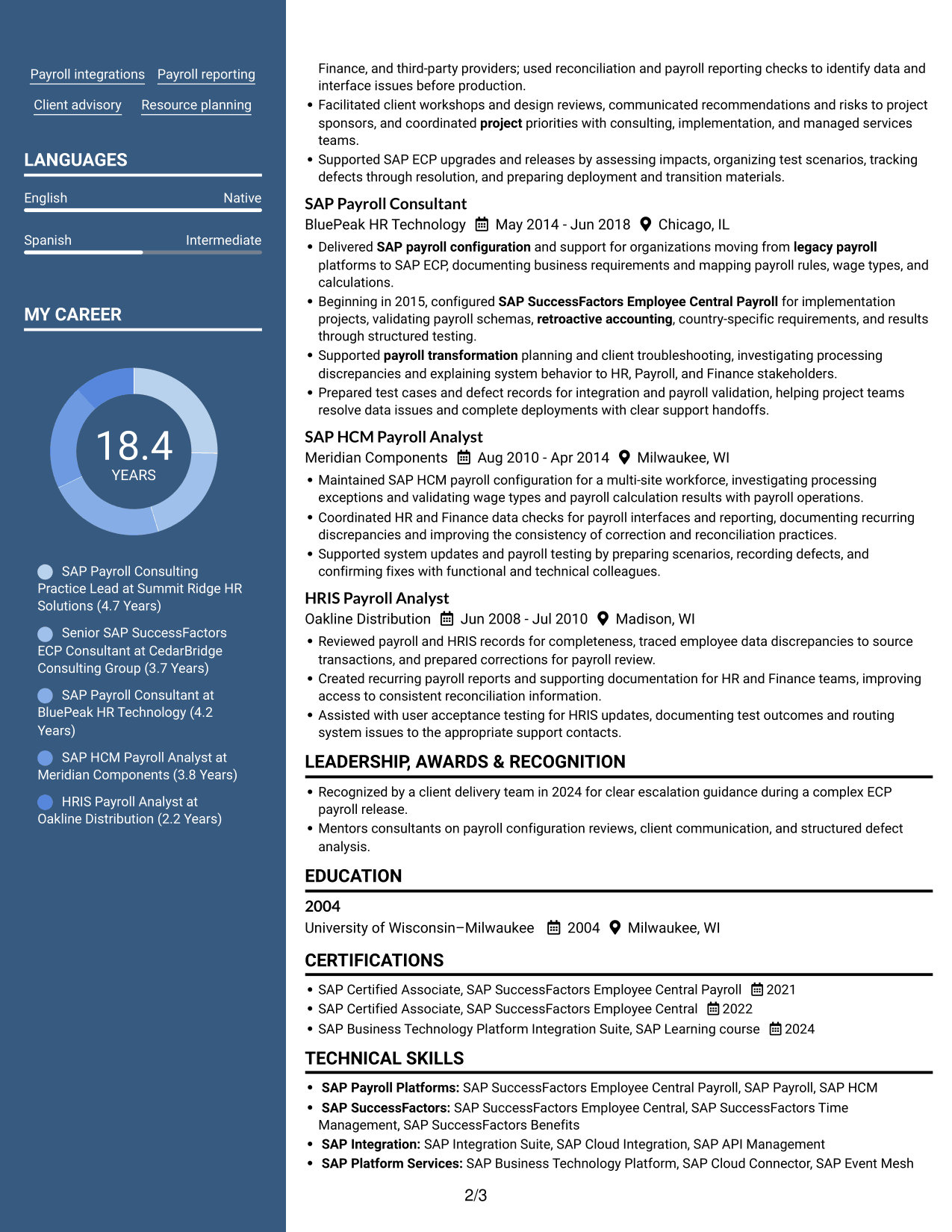 Resume example — page 2