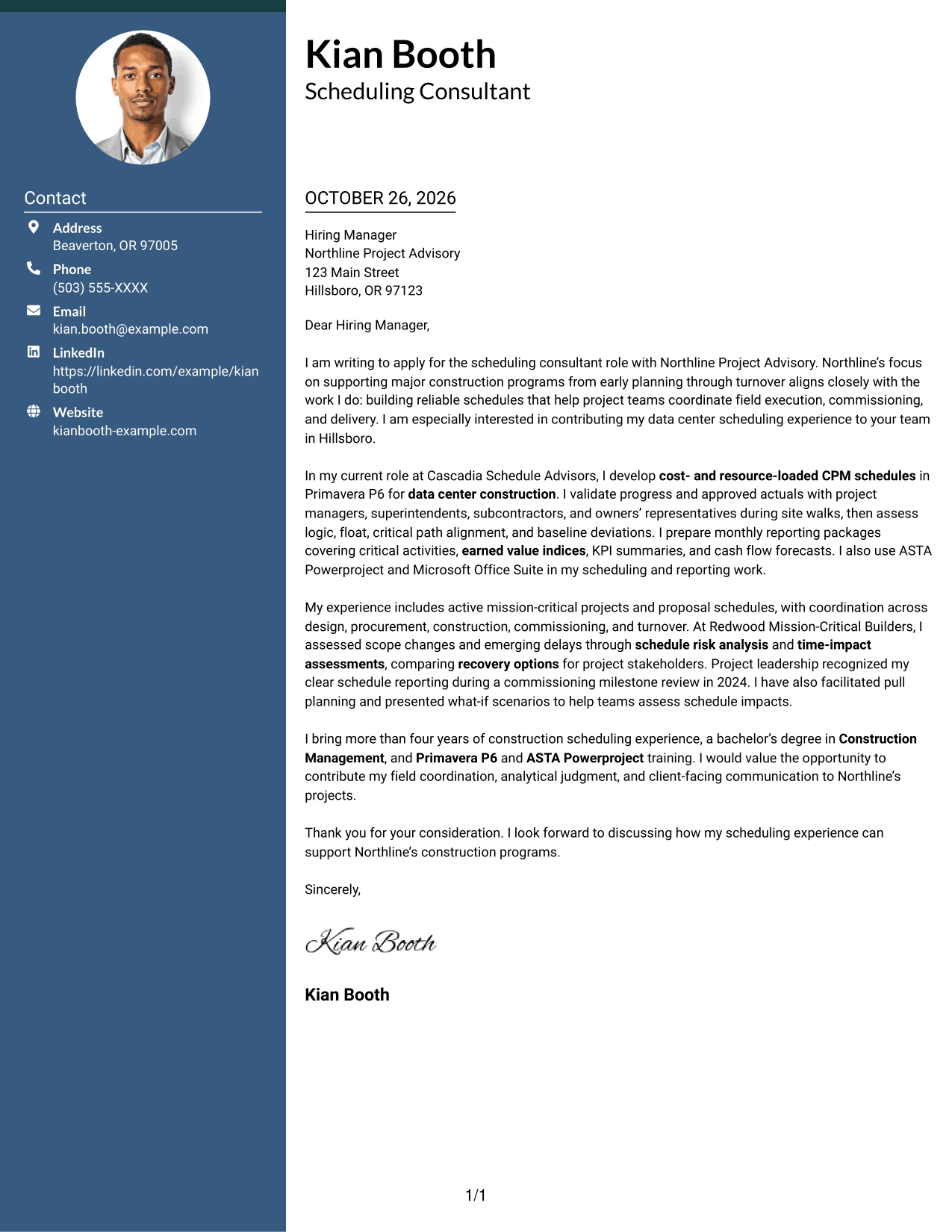 Cover letter example — page 1