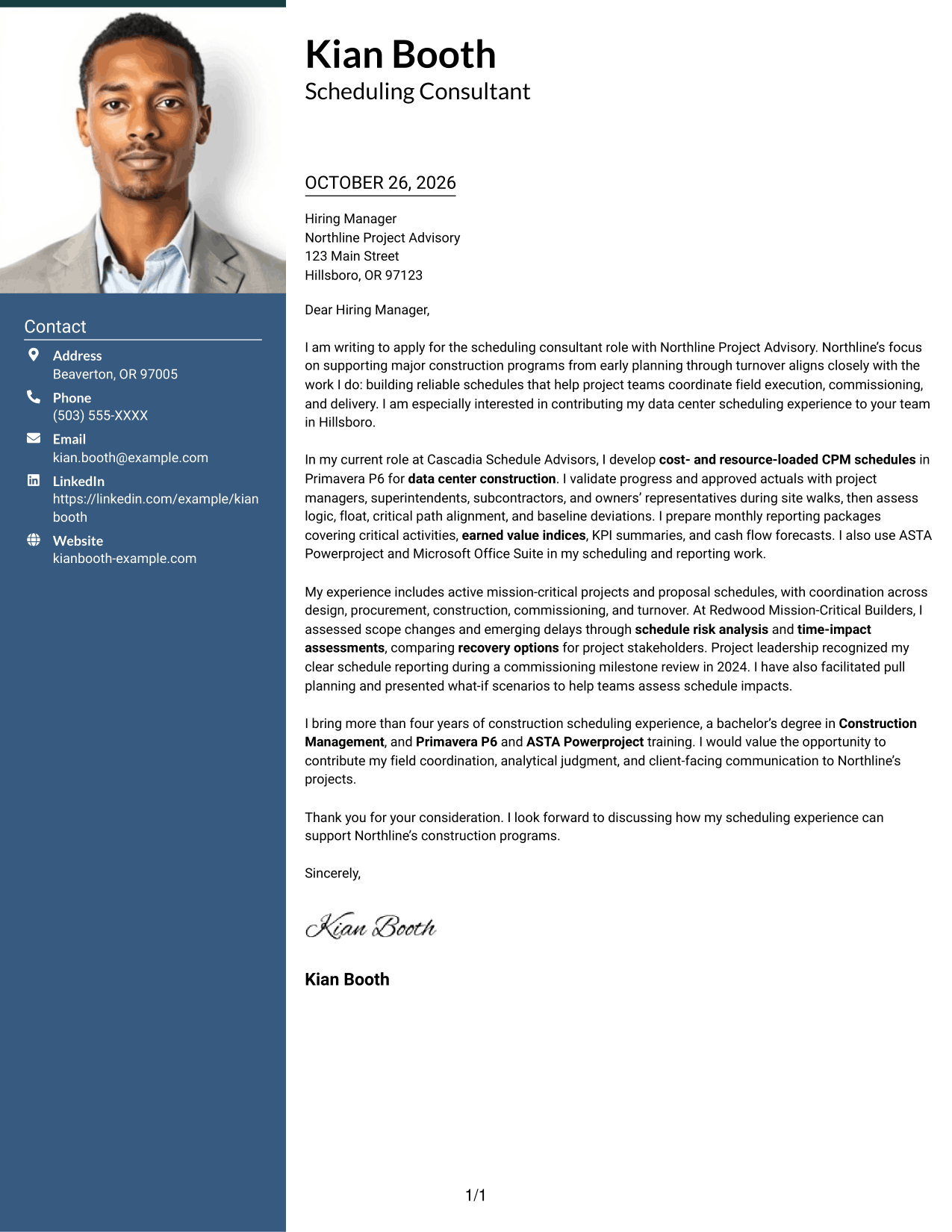 Cover letter example — page 1