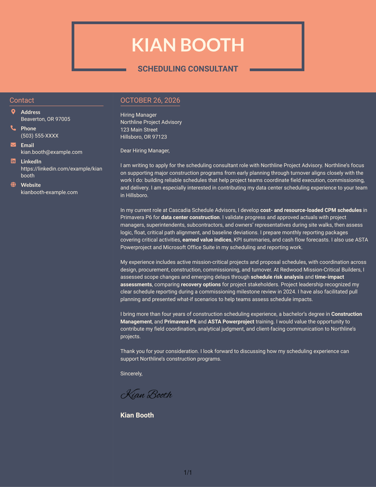 Cover letter example — page 1