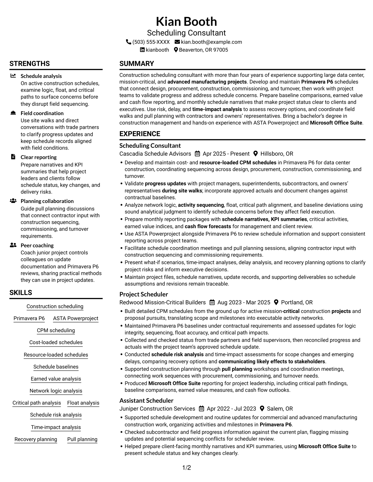 Resume example — page 1
