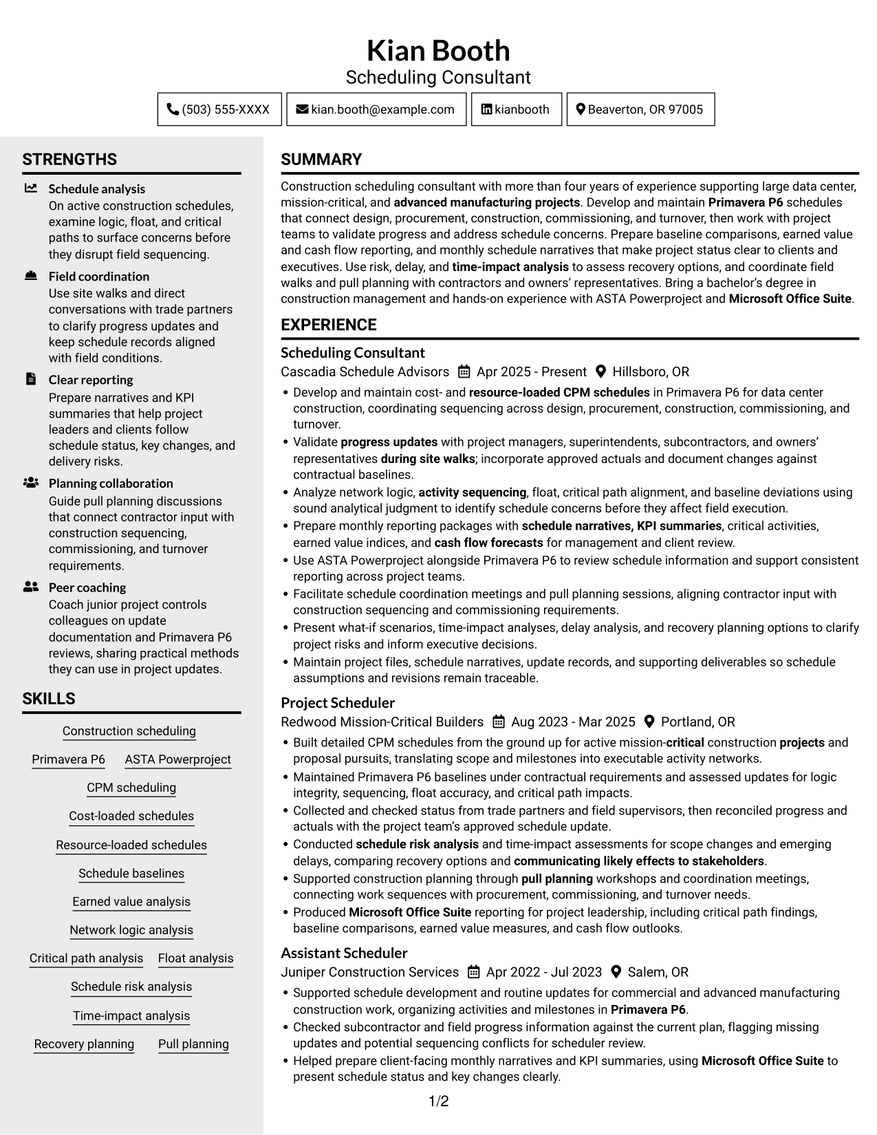 Resume example — page 1