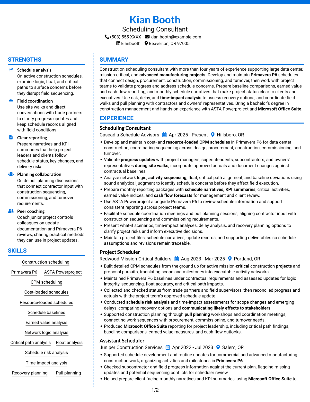 Resume example — page 1