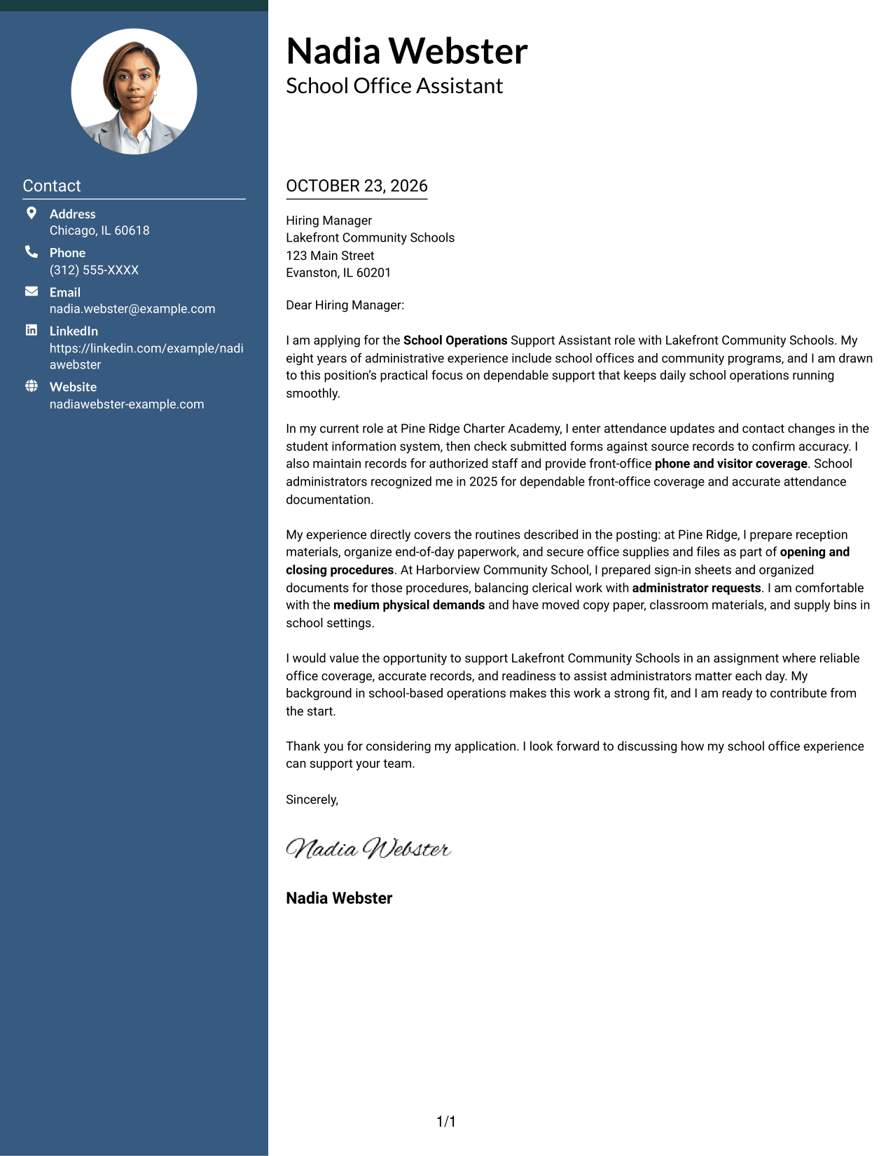 Cover letter example — page 1
