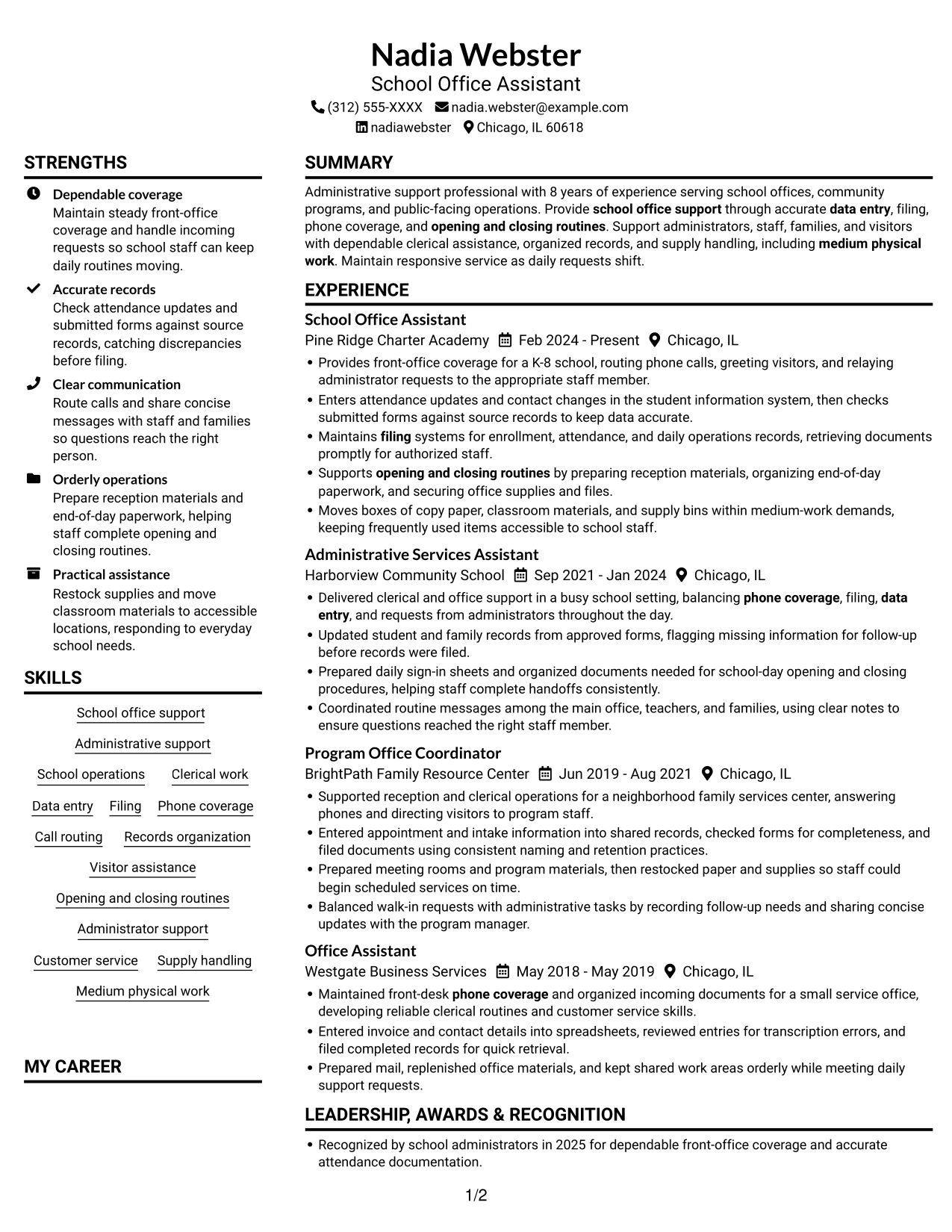 Resume example — page 1