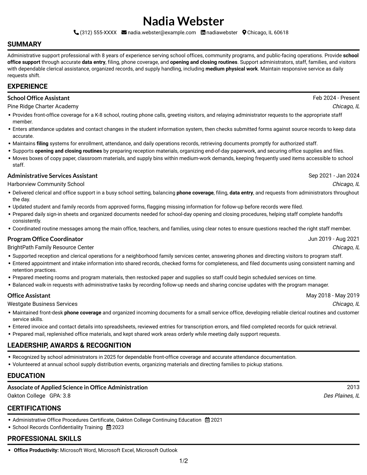 Resume example — page 1