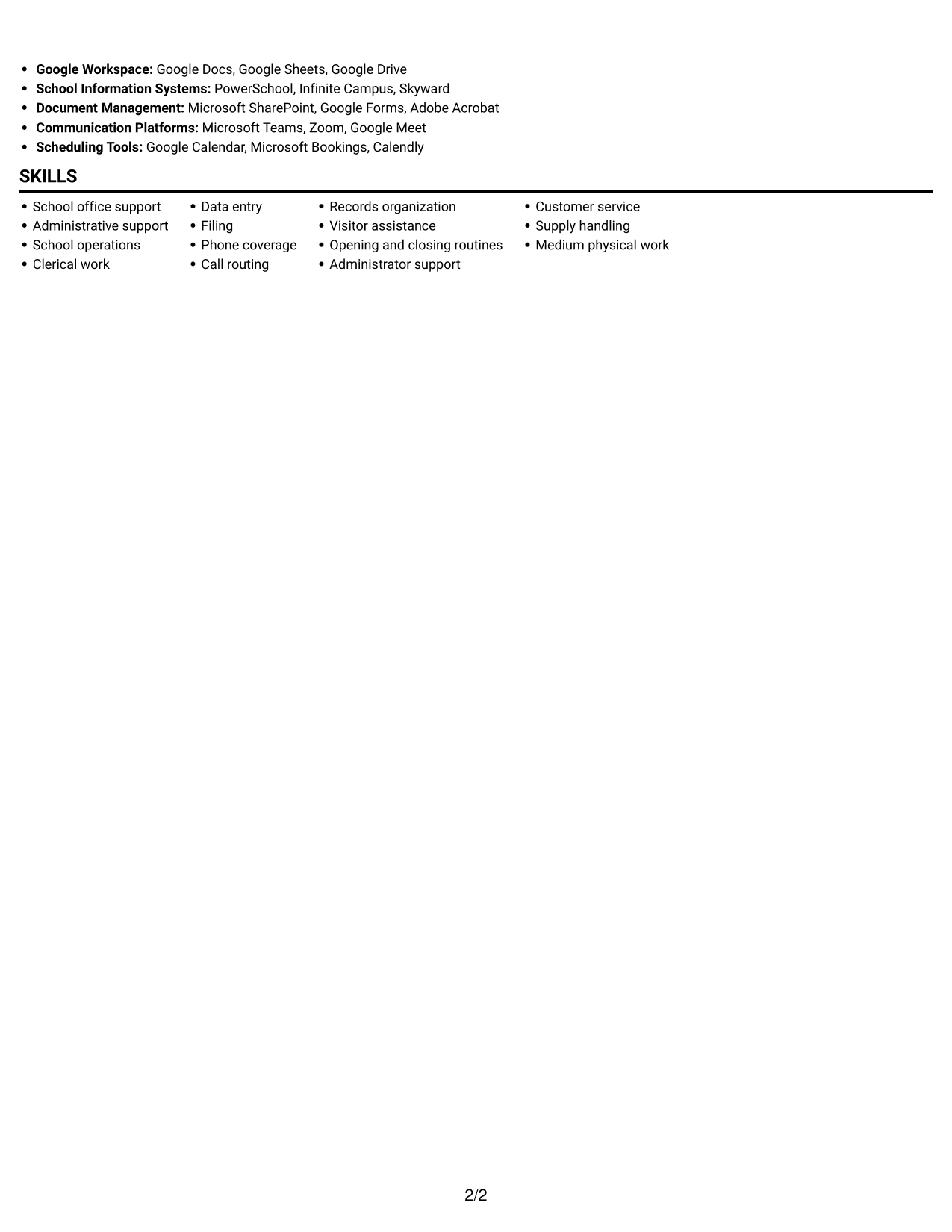 Resume example — page 2