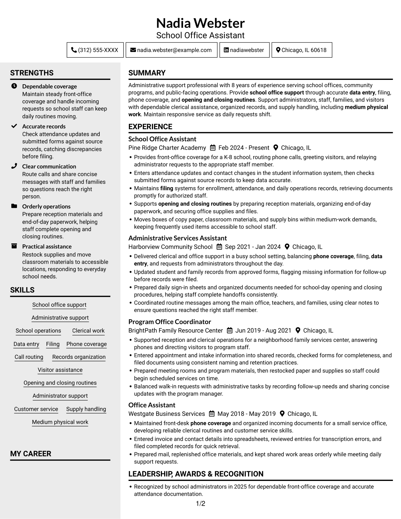 Resume example — page 1