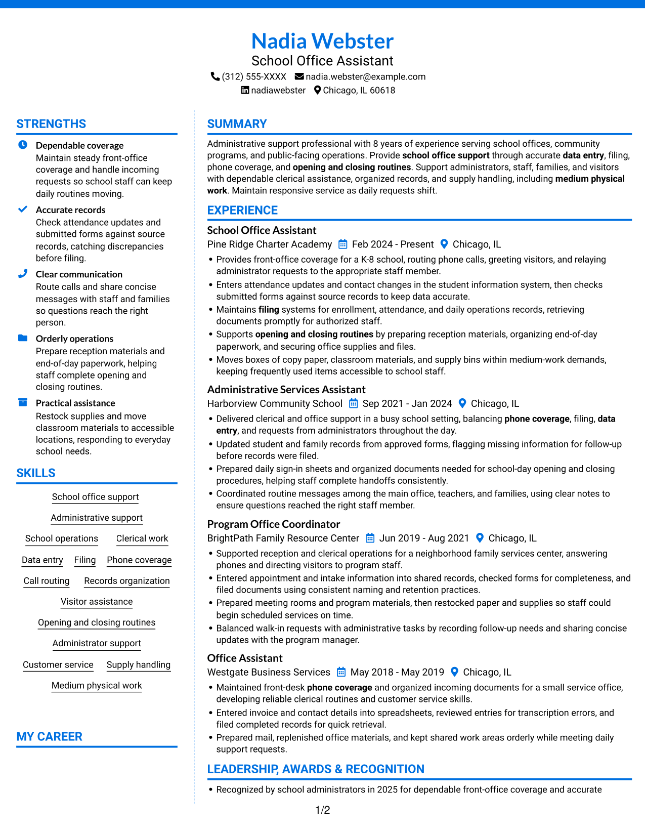 Resume example — page 1