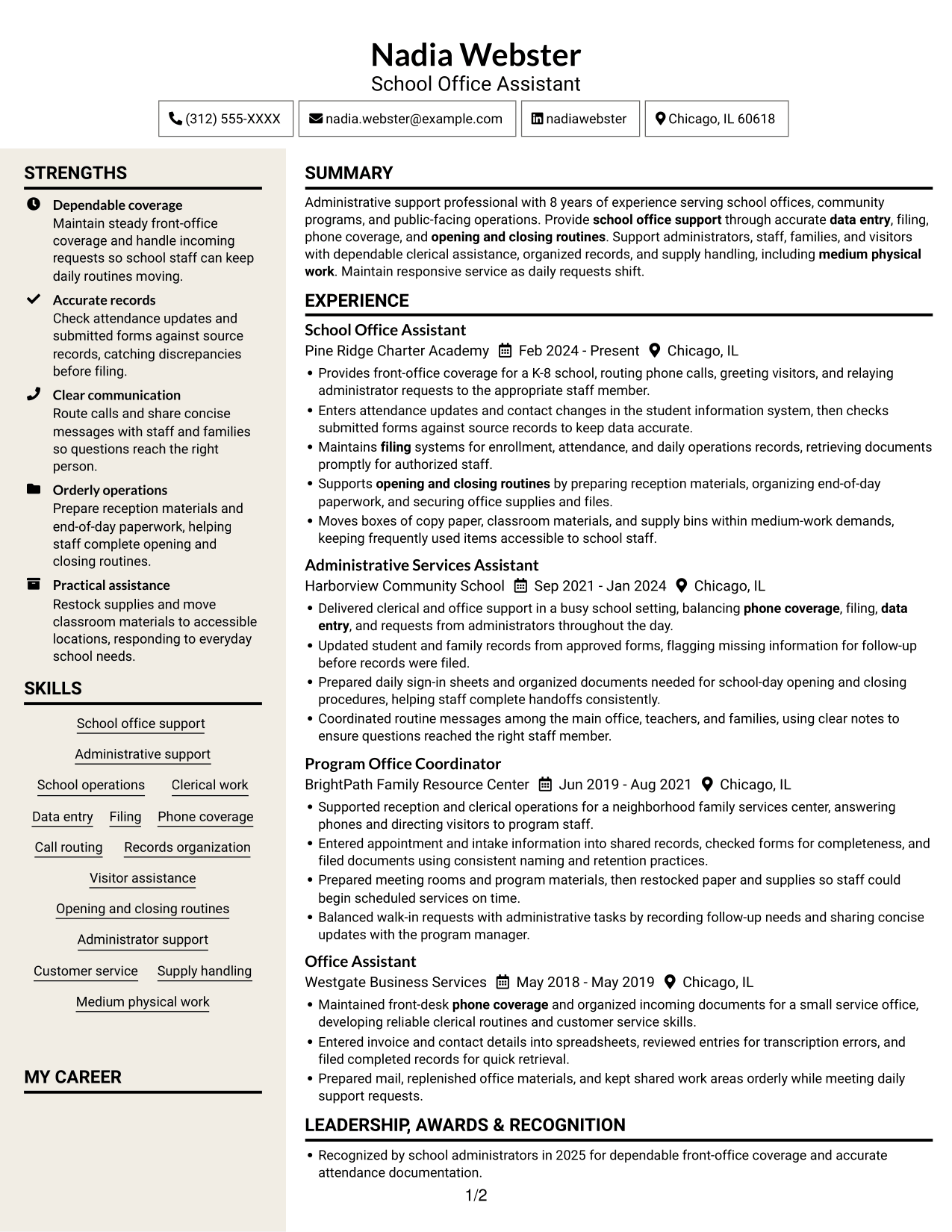 Resume example — page 1