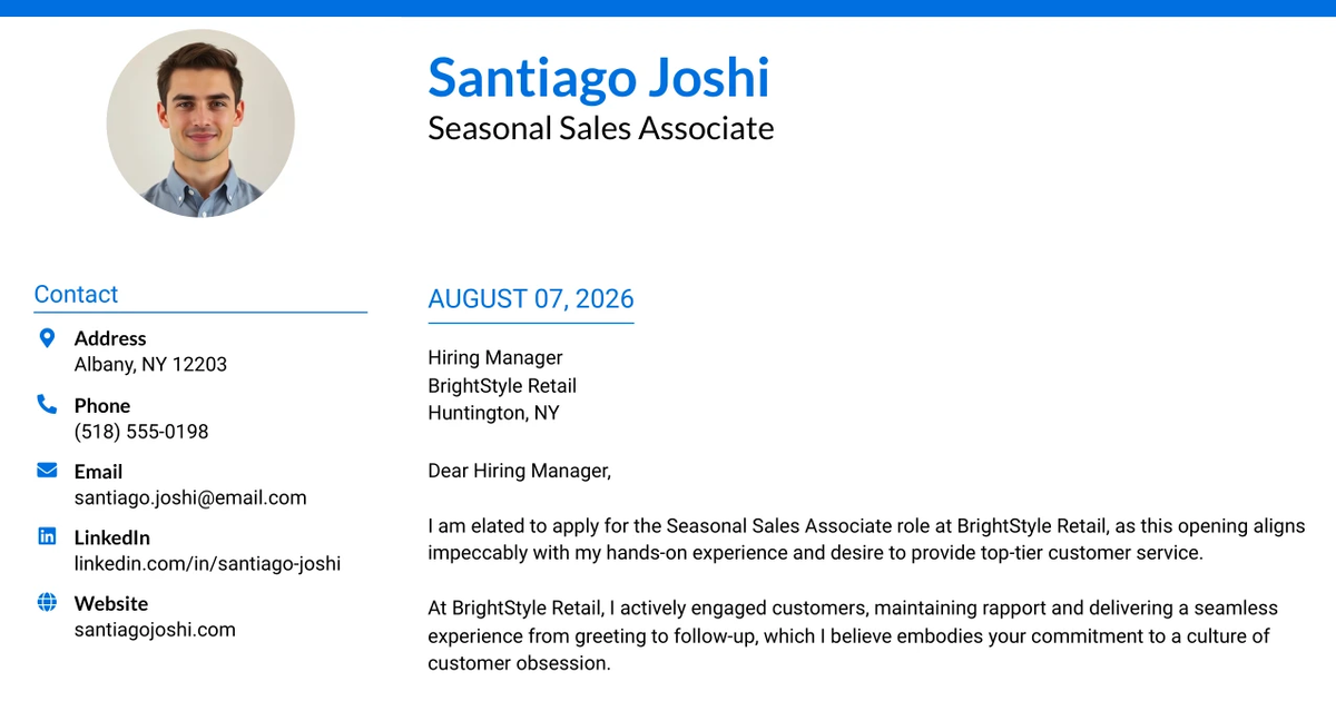 30+ Seasonal Sales Associate Cover Letter Templates with Example 2026