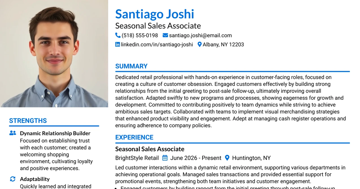 33 Seasonal Sales Associate Resume Templates with Example 2026 (ATS-Optimized)