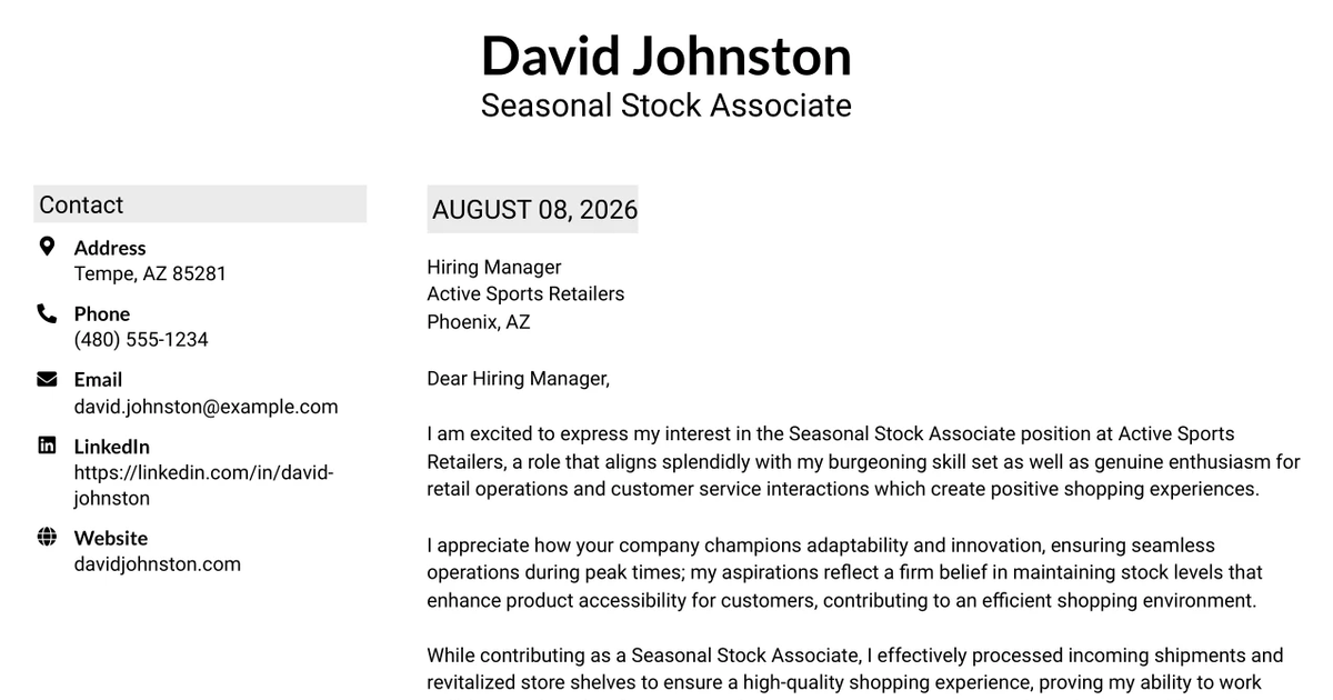 30+ Seasonal Stock Associate Cover Letter Templates with Example 2026