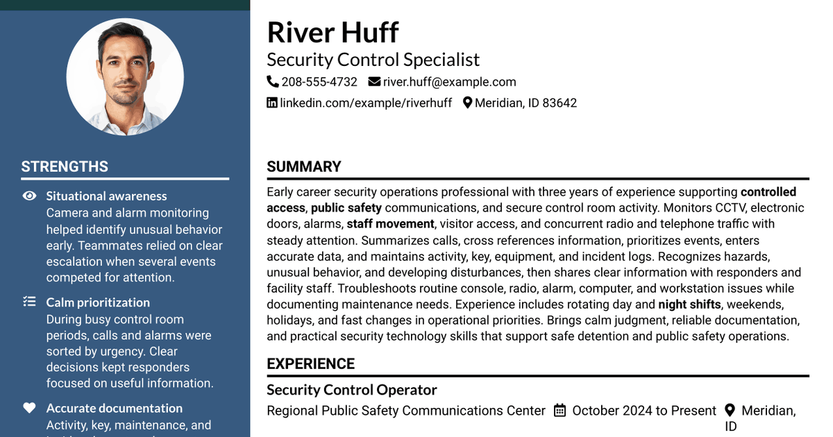 7 Security Control Specialist Resume Templates with Example